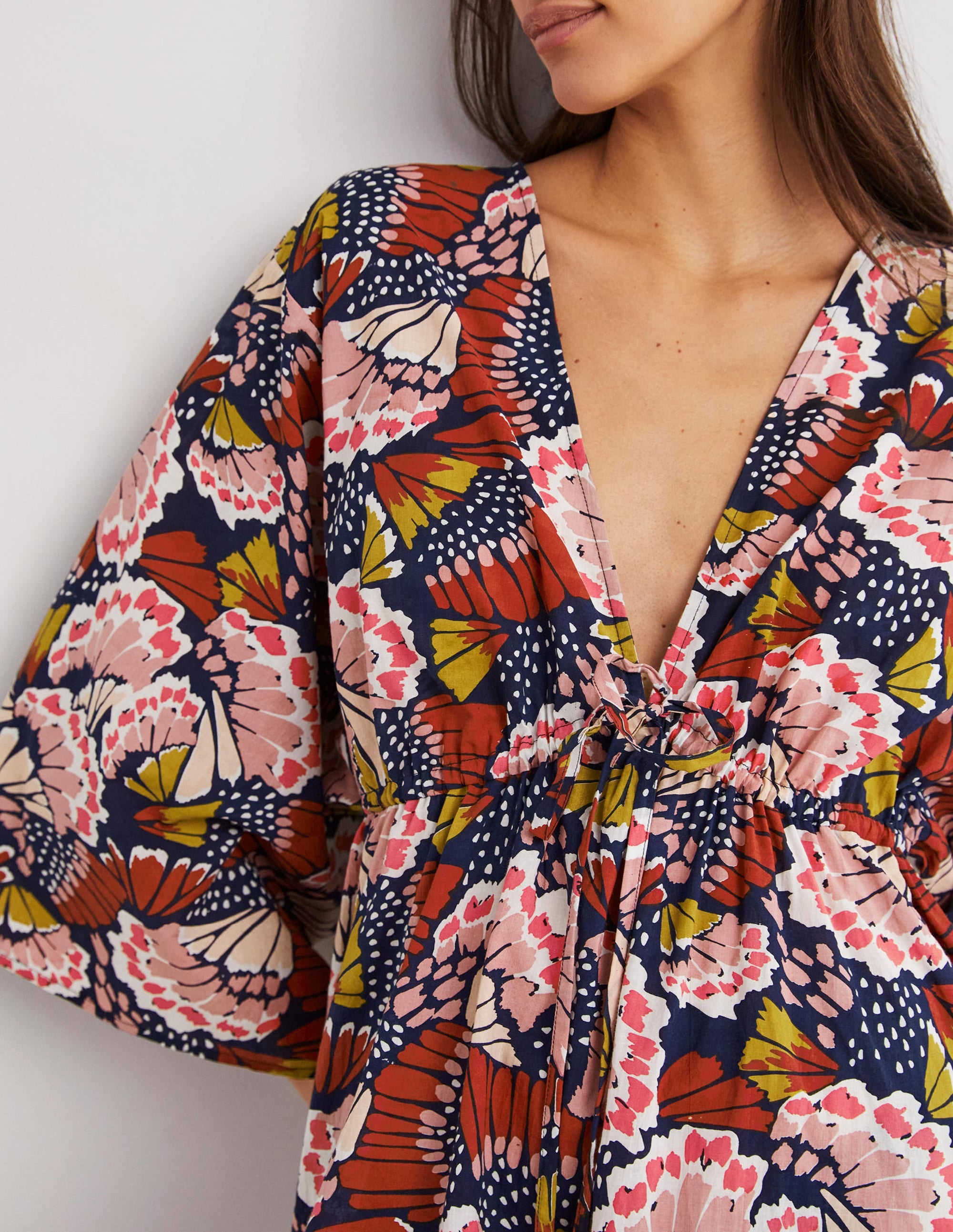 Maxi Empire Beach Kaftan Dress-Multi, Petal Stamp - Image 2