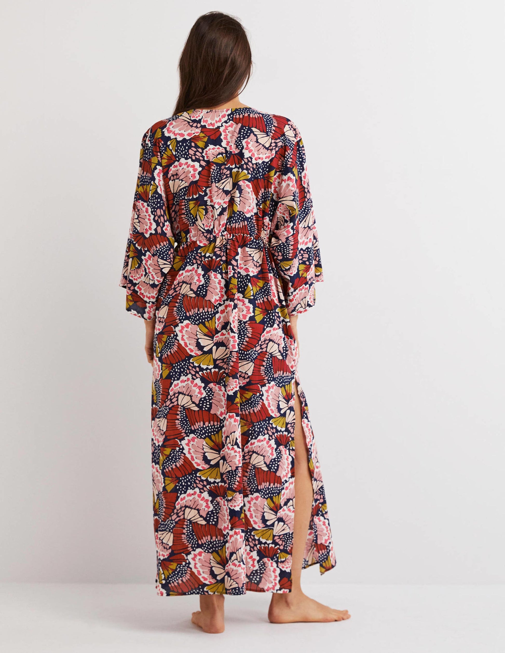Maxi Empire Beach Kaftan Dress-Multi, Petal Stamp-3