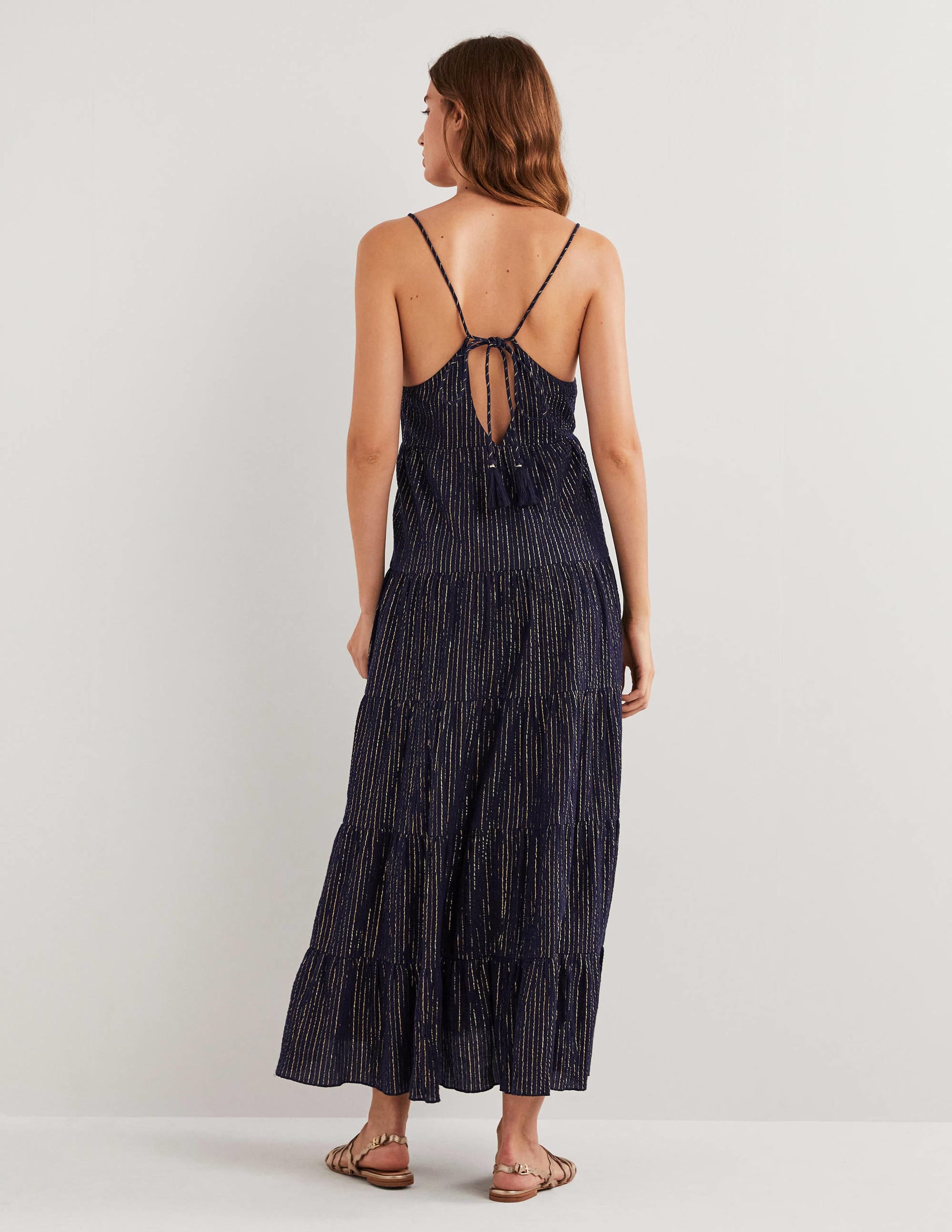 Maxikleid in Blockfarben-Navy, Lurex - Image 3