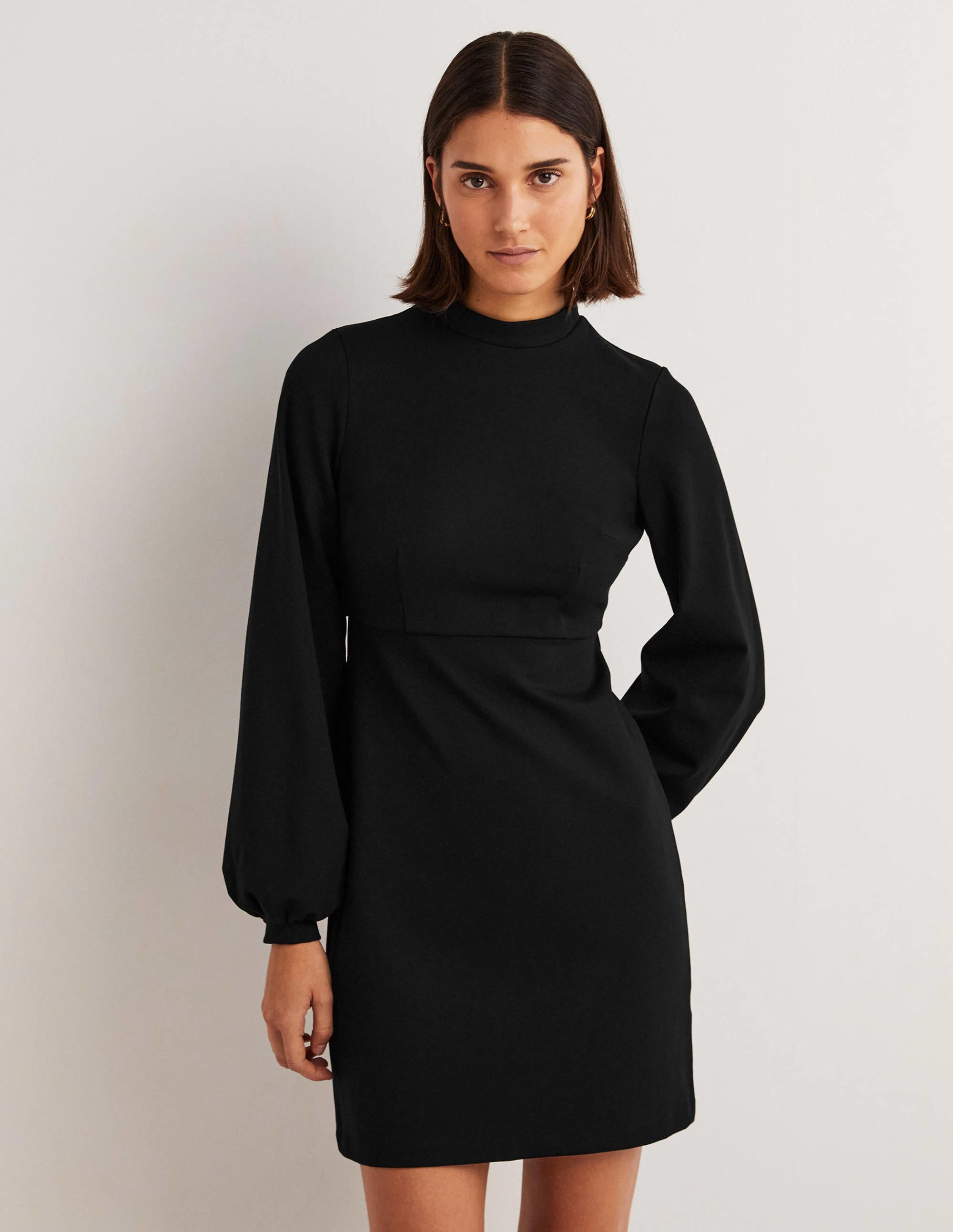 Jersey-Minikleid mit Blousonärmeln-Schwarz - Image 1