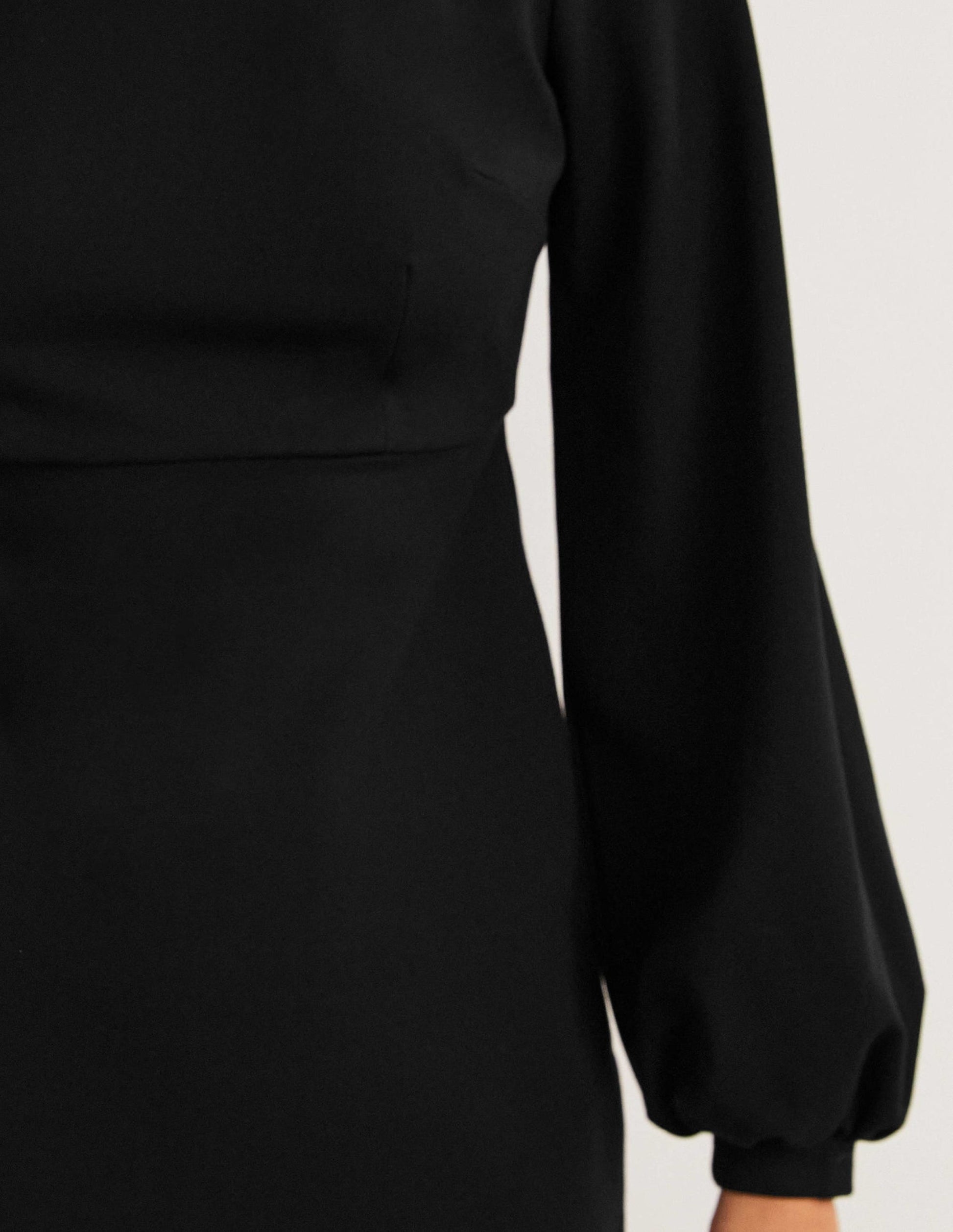 Jersey-Minikleid mit Blousonärmeln-Schwarz-2