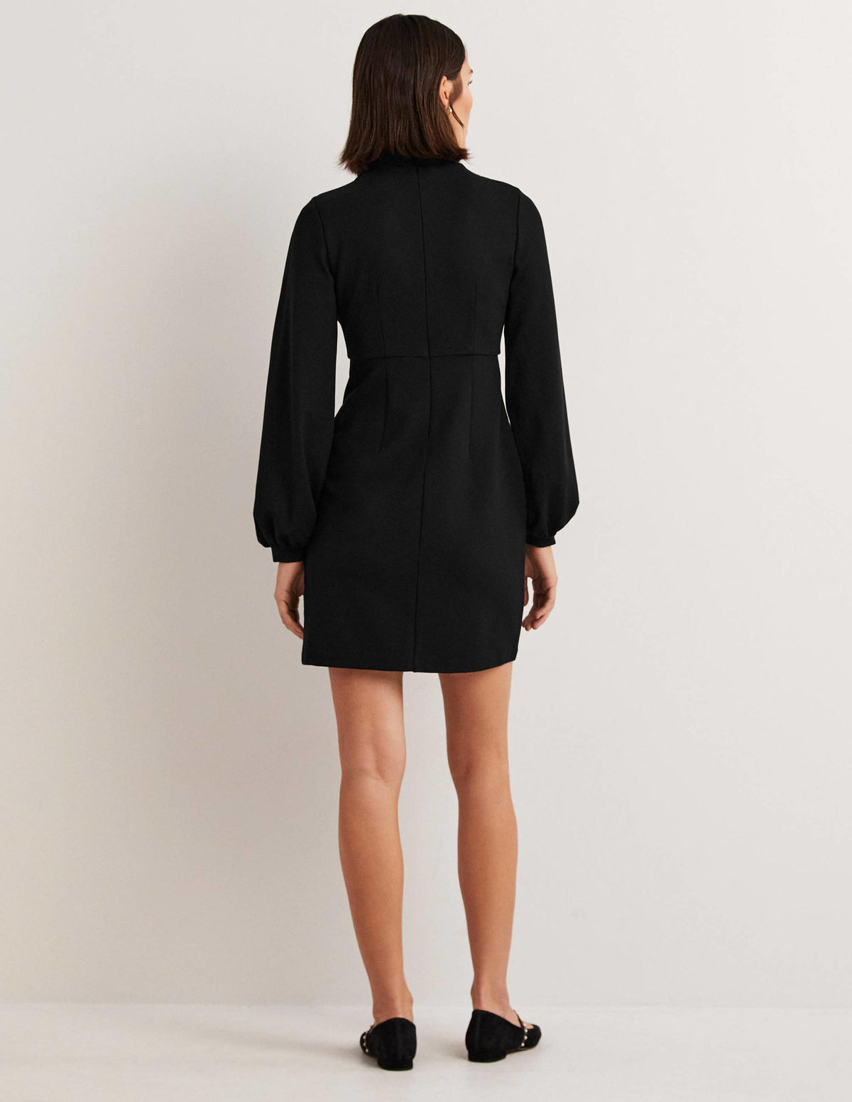 Jersey-Minikleid mit Blousonärmeln-Schwarz - Image 3