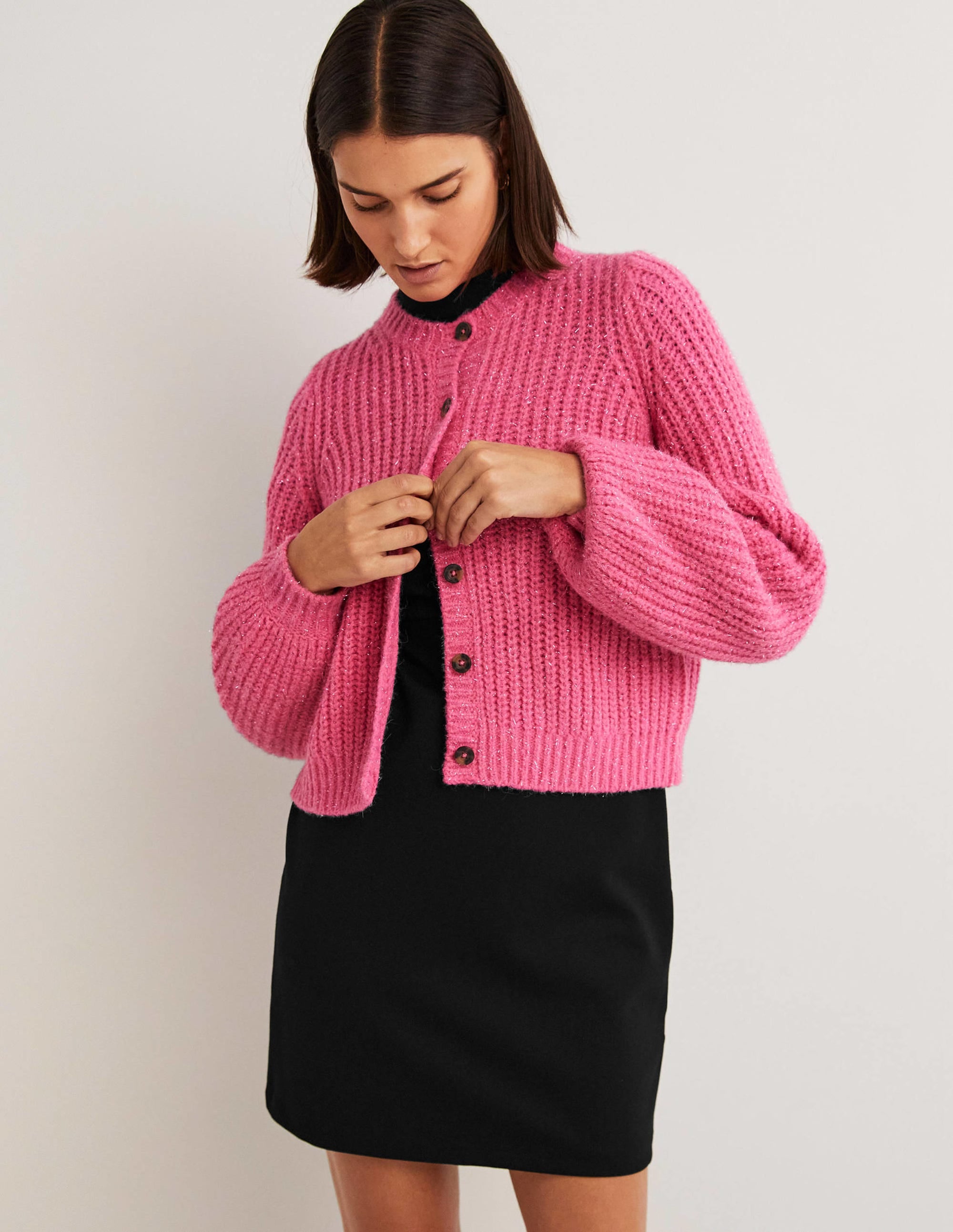 Jersey-Minikleid mit Blousonärmeln-Schwarz - Image 4