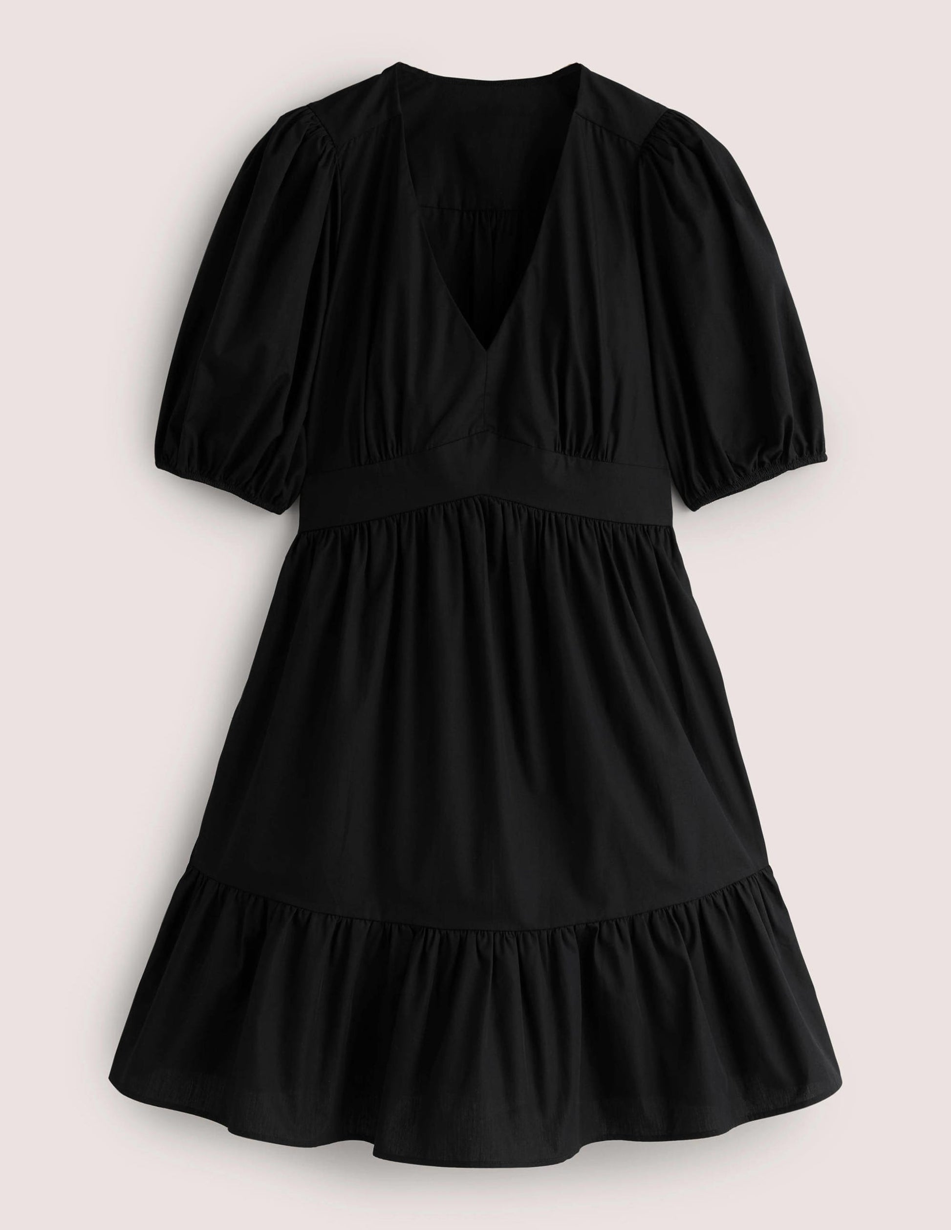 Stufenkleid mit Puffärmeln-Schwarz-6