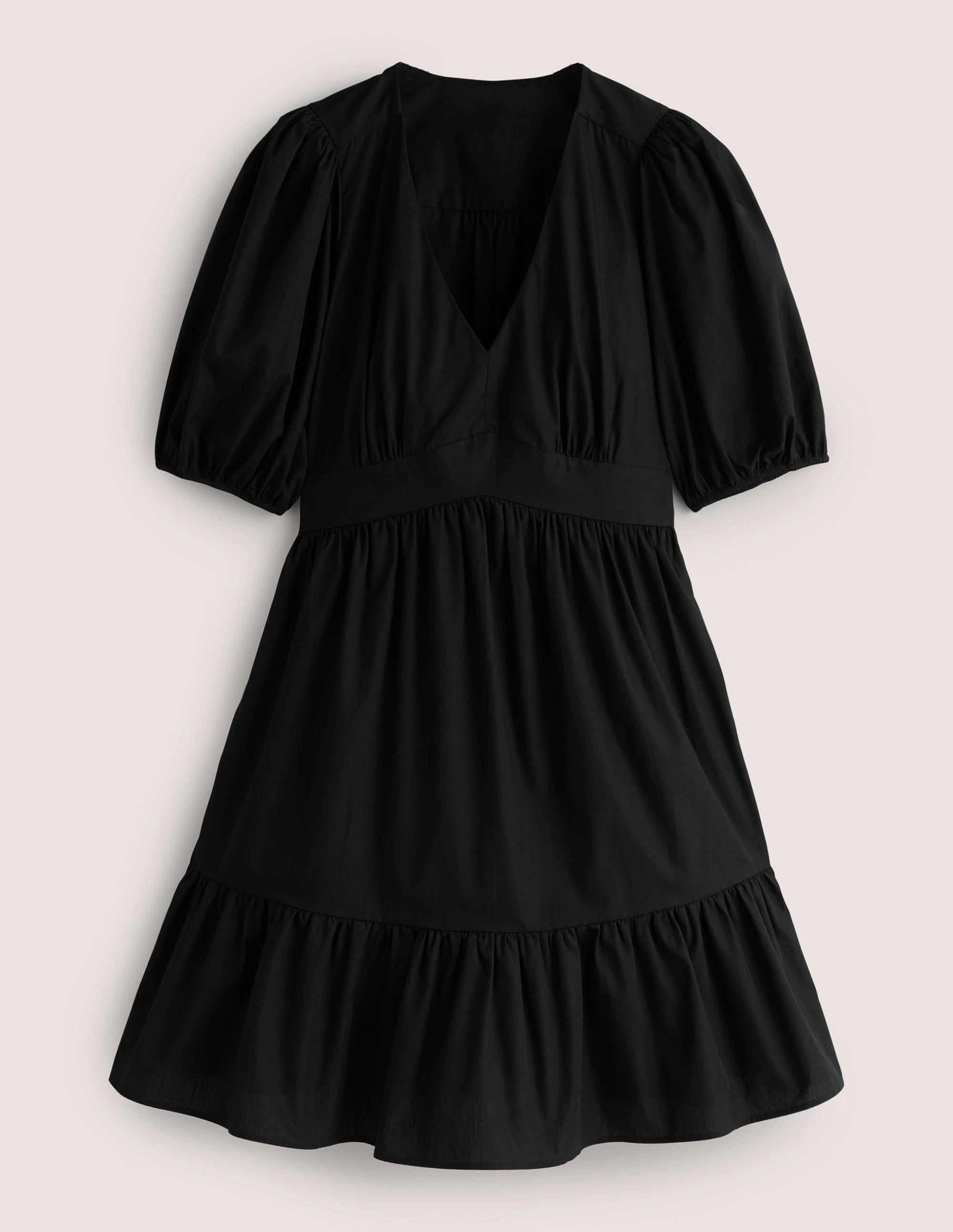 Stufenkleid mit Puffärmeln-Schwarz - Image 6
