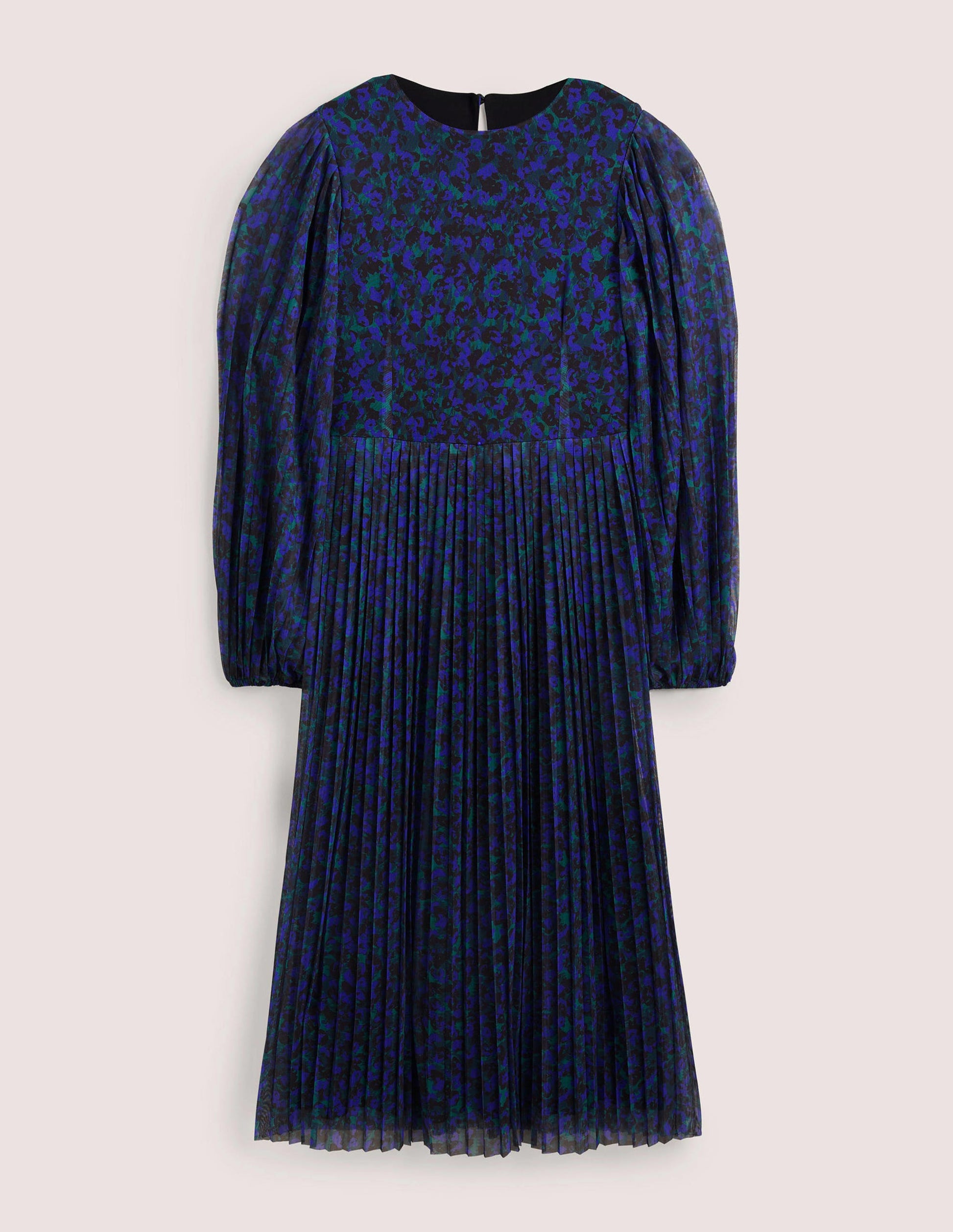 Robe midi plissée-Bleu perse, motif Painterly Stroke-6