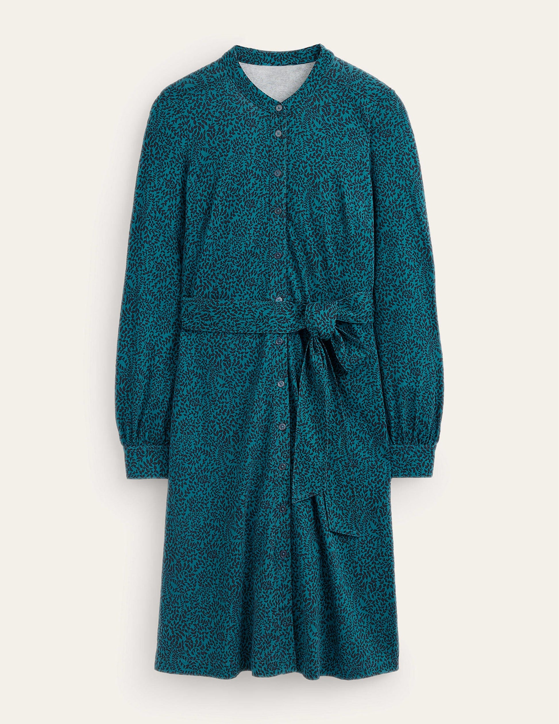 Julia Hemdblusenkleid aus Jersey-Blaugrün, Apfelzweig-6