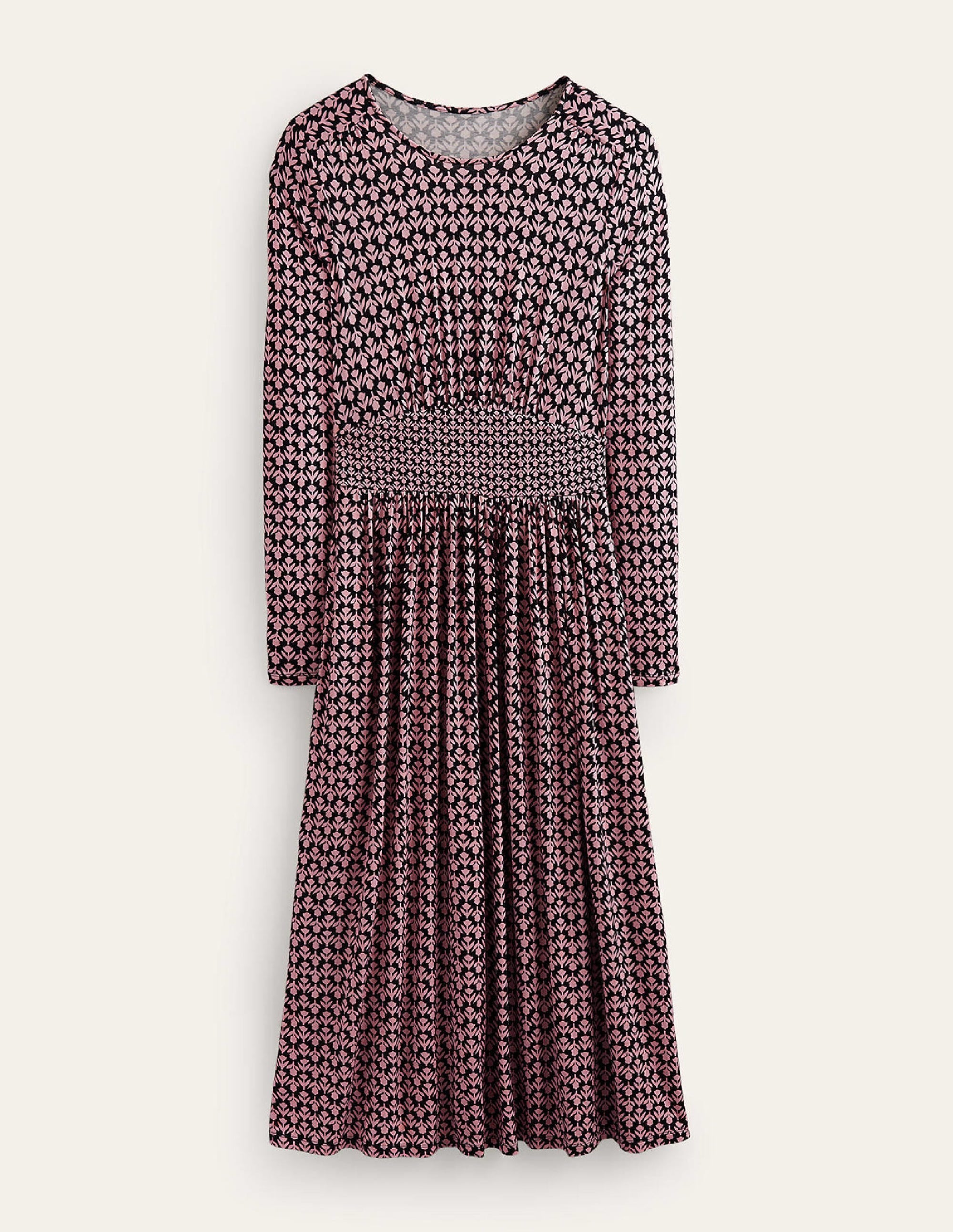 Robe midi Thea en jersey à manches longues-Noir et milkshake, motif Tulip Pop - Image 5