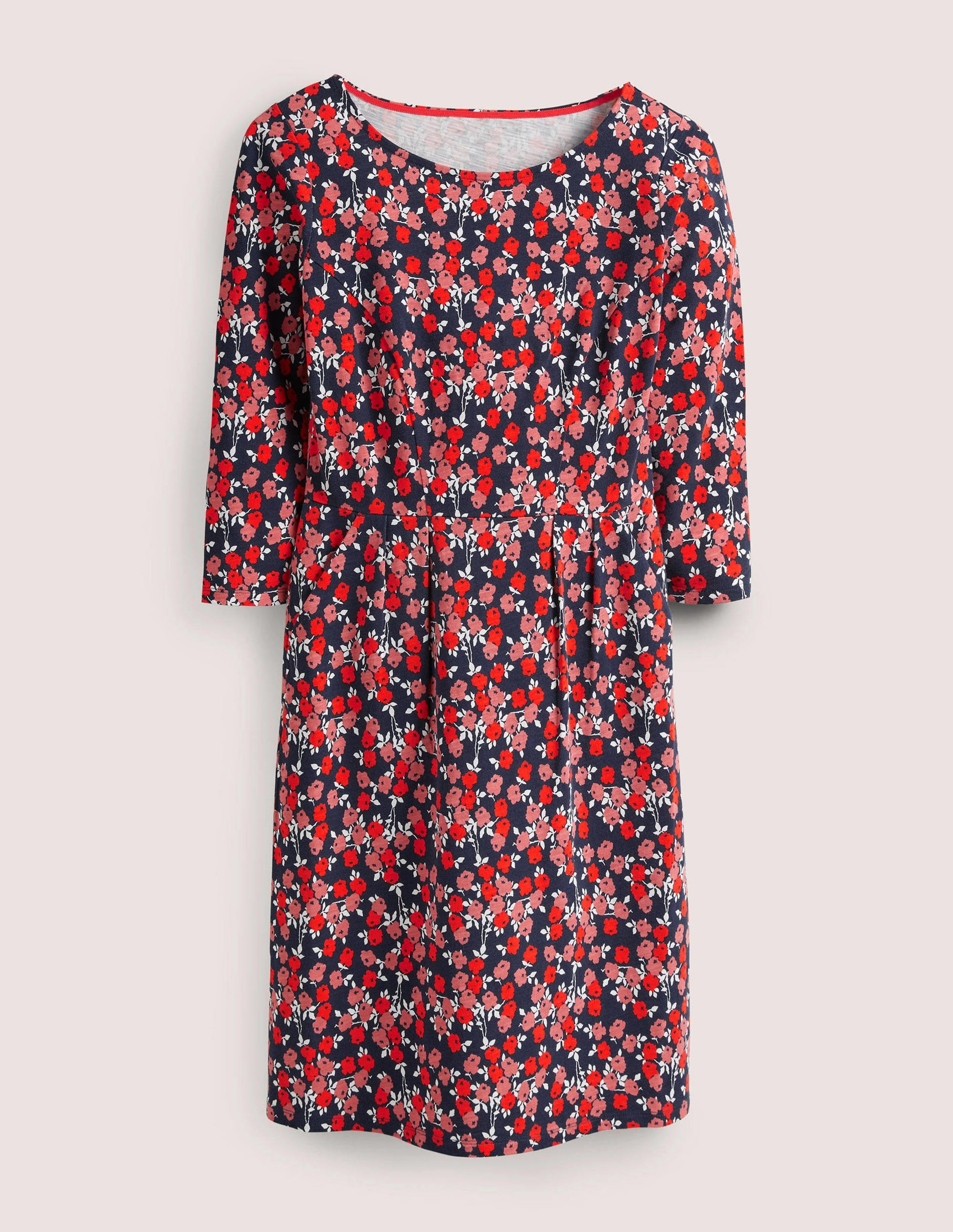 Robe Penny en jersey-Rouge cerise, motif Abstract Sprig-5