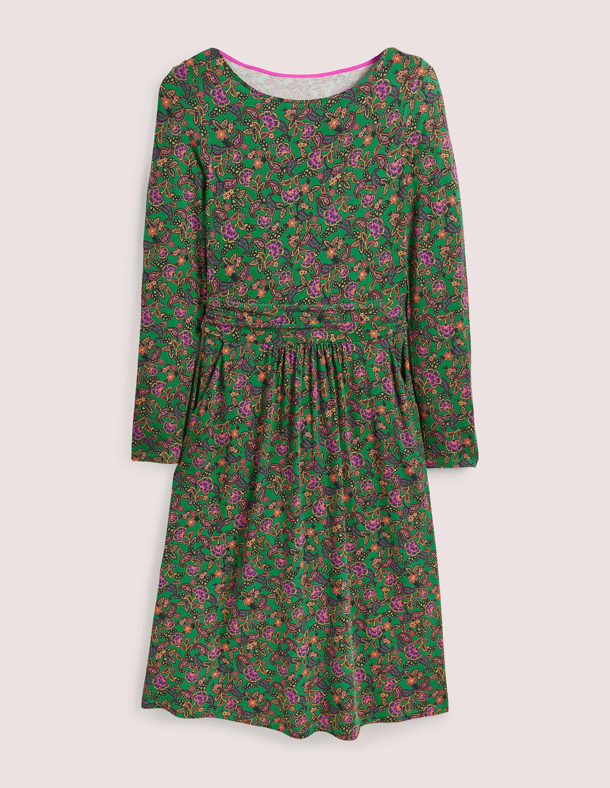 Robe Abigail en jersey-Vert des Highlands, motif floral exotique - Image 6