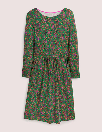 Abigail Jerseykleid-Schottengrün, Exotisches Blumenmuster-6