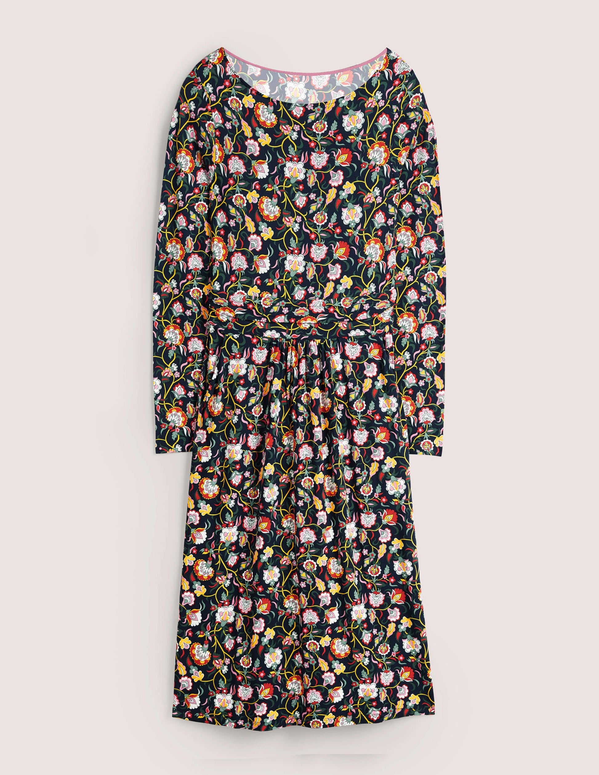 Abigail Jerseykleid-Französisches Navy, Üppige Blumen-6