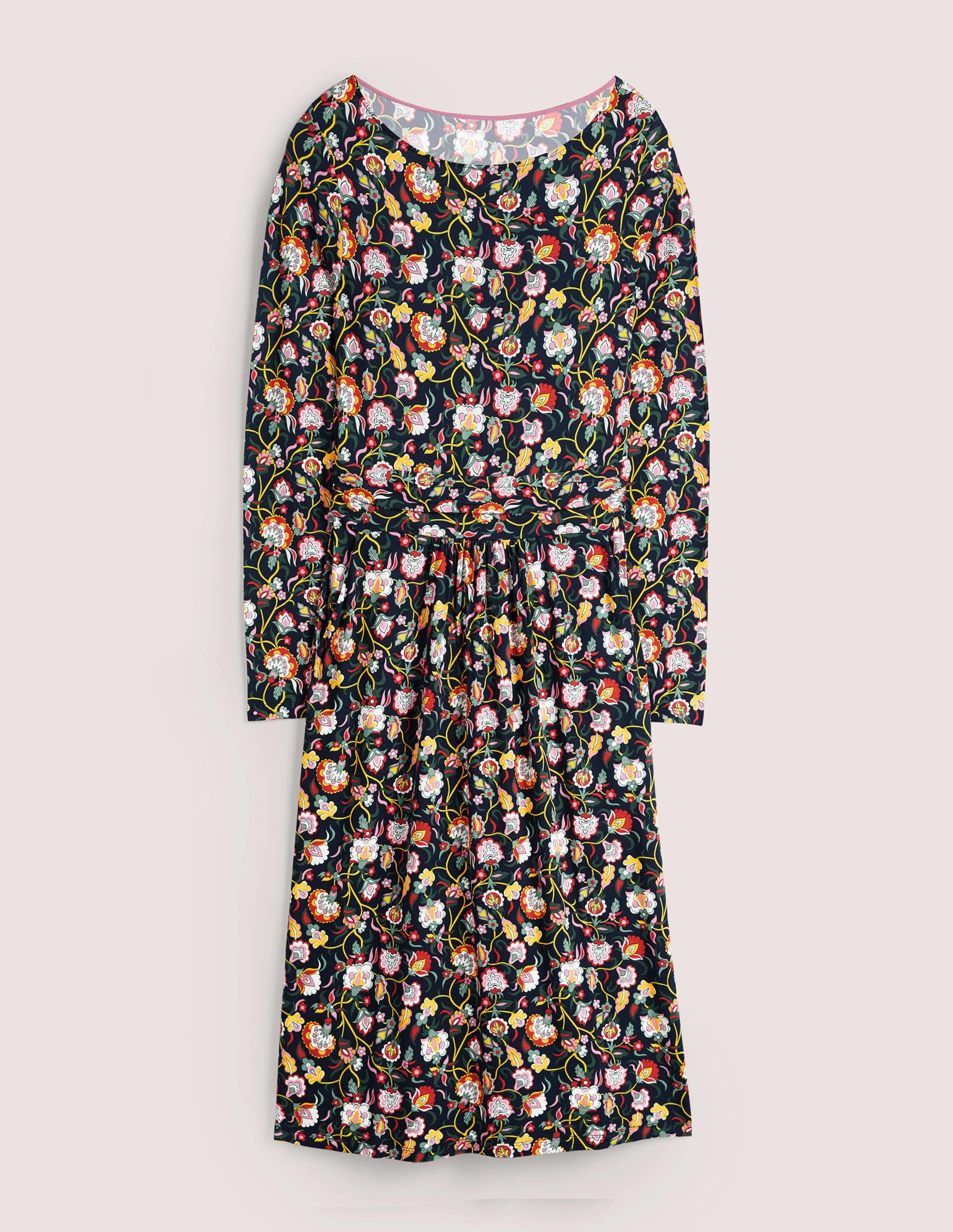 Robe Abigail en jersey-Bleu marine foncé, motif Opulent Floral - Image 6
