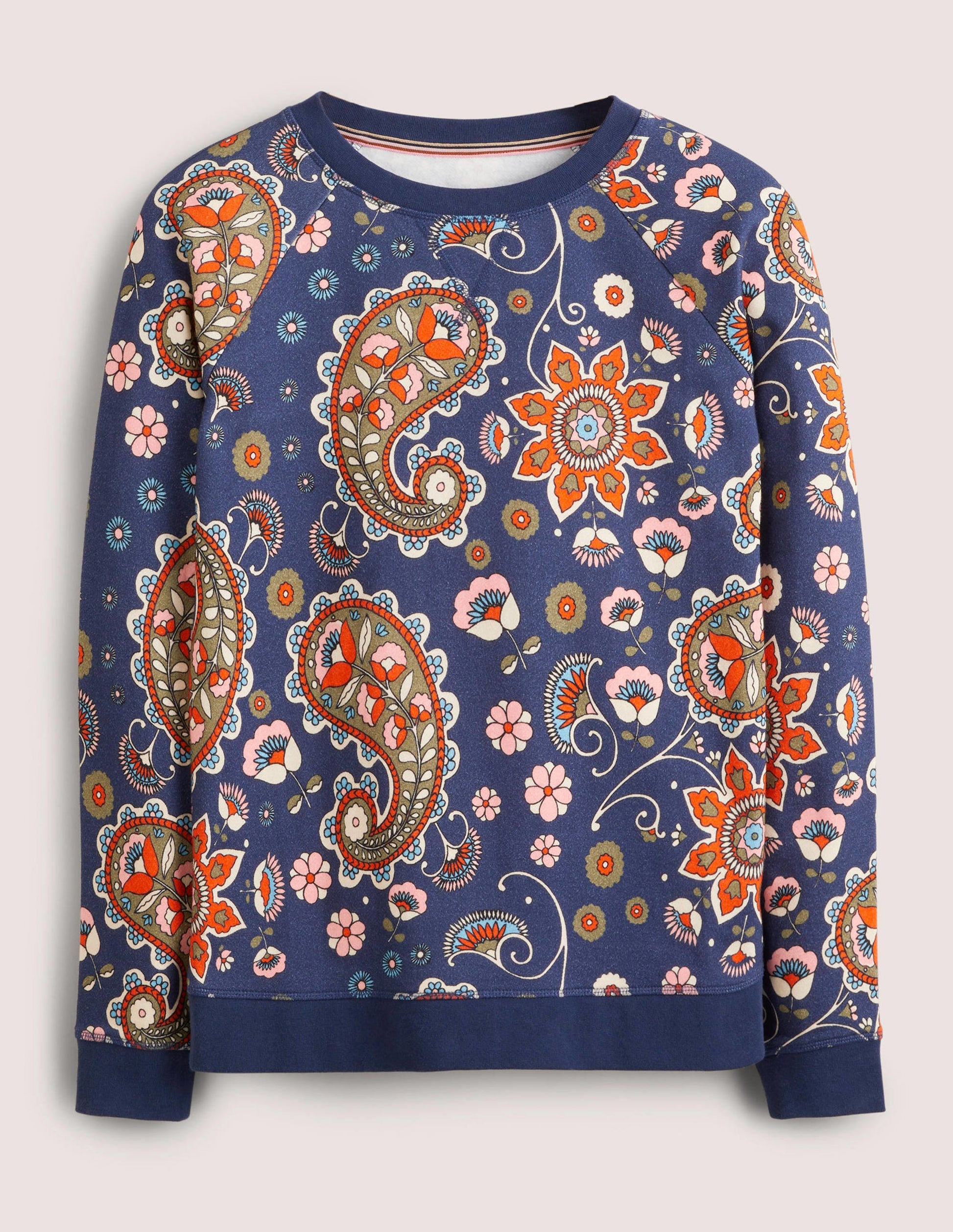 Printed Cotton Sweatshirt-French Navy, Passion Flower-5