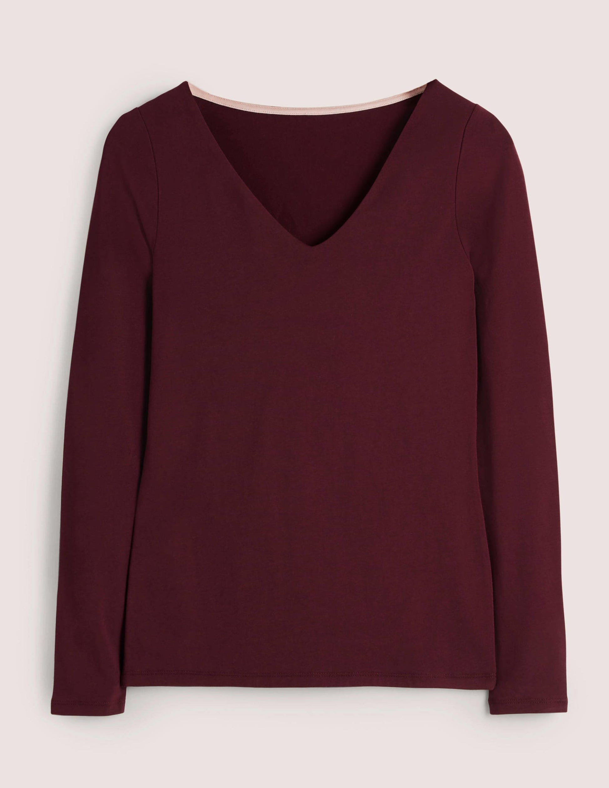 Doppellagiges Oberteil mit V-Ausschnitt-Mulled Wine Purple-5