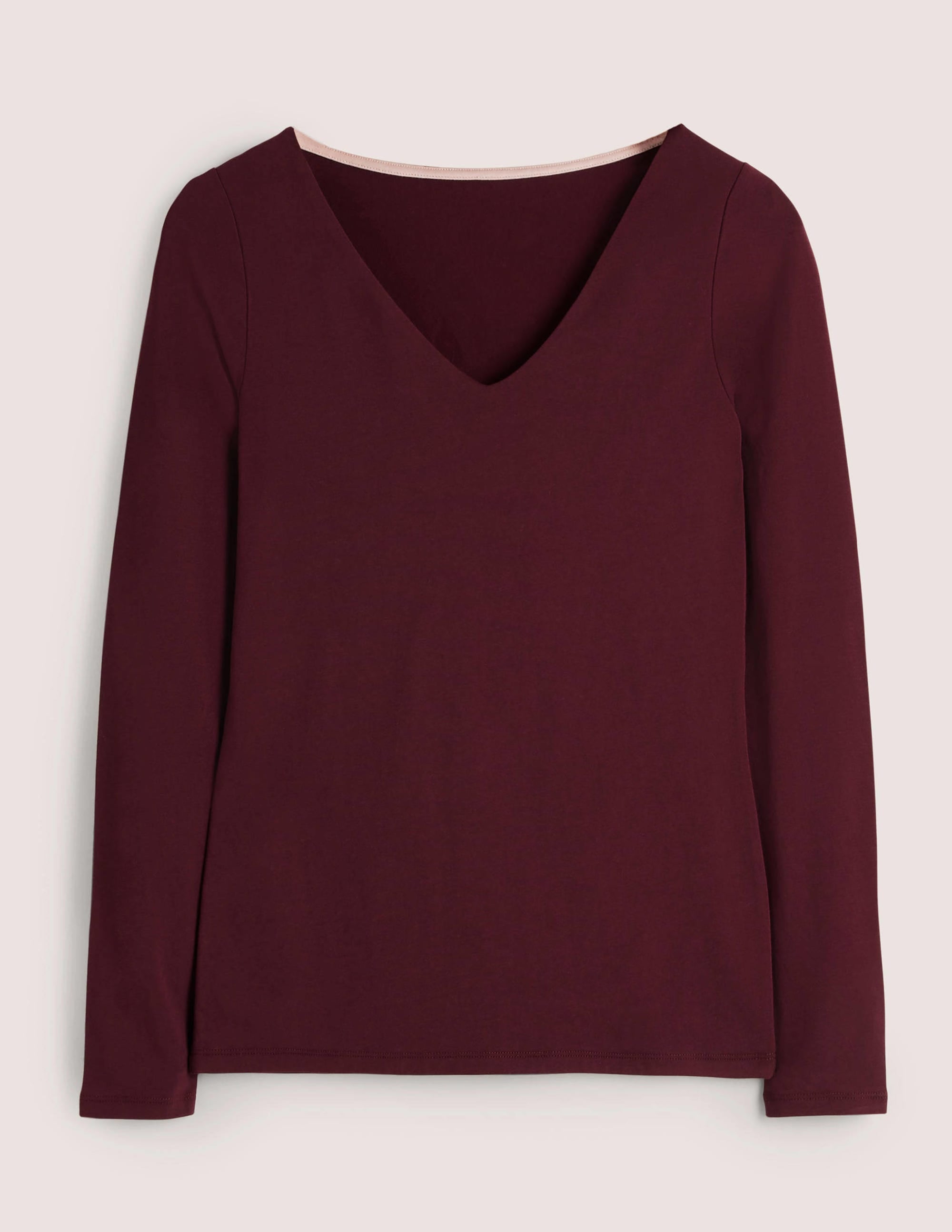 Doppellagiges Oberteil mit V-Ausschnitt-Mulled Wine Purple - Image 5