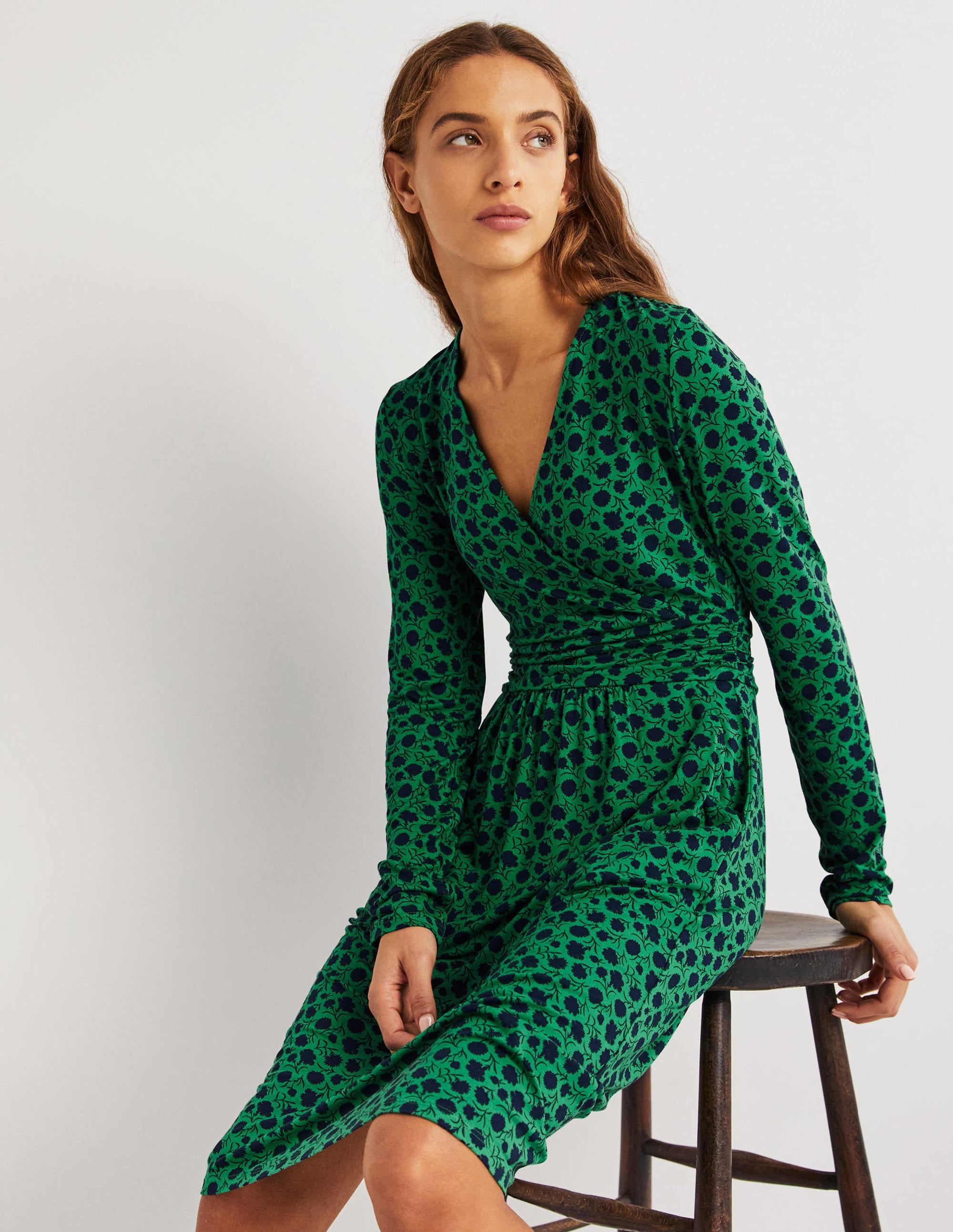 Robe Layla en jersey-Vert printemps, motif Leafy Bud - Image 4