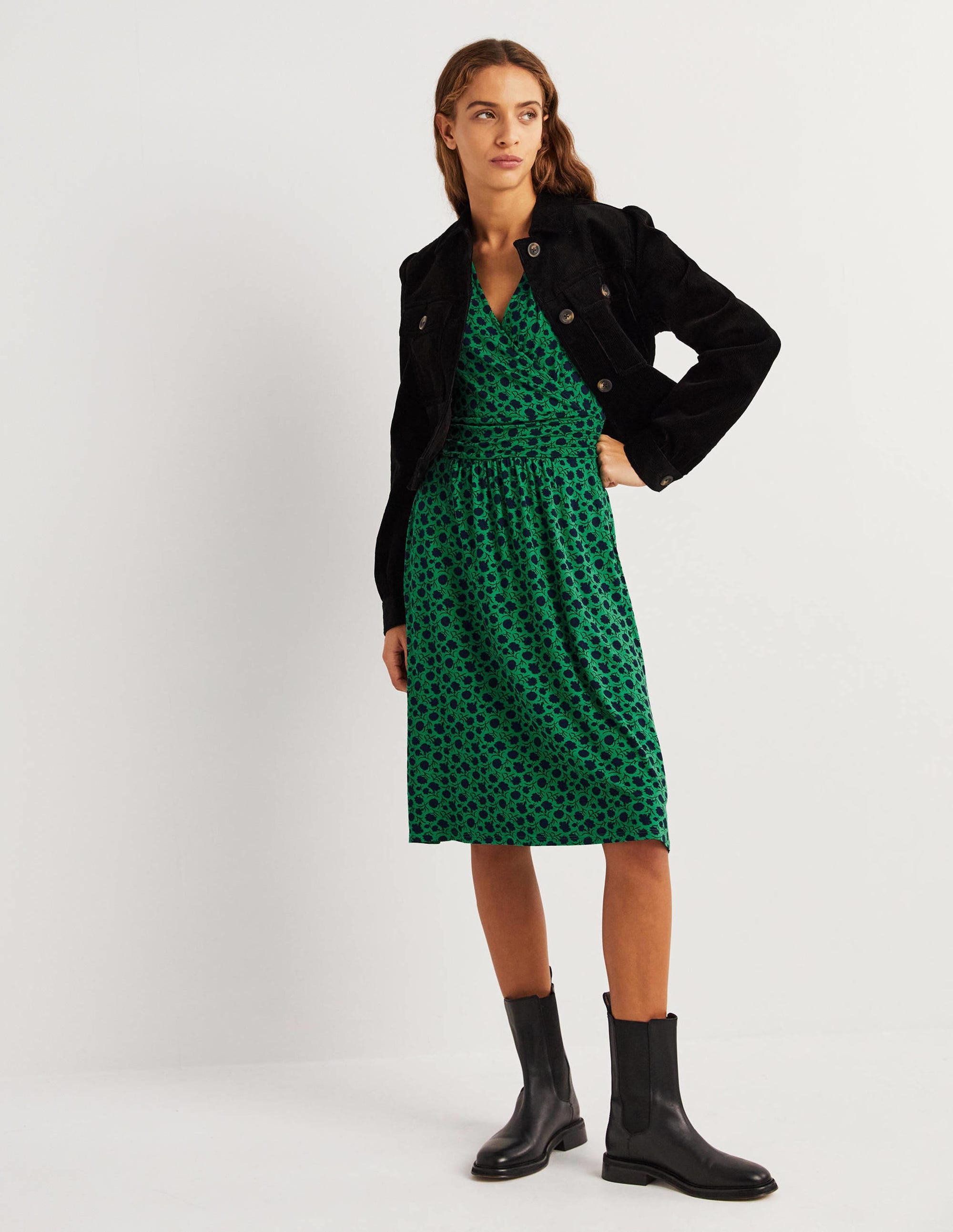 Robe Layla en jersey-Vert printemps, motif Leafy Bud - Image 5