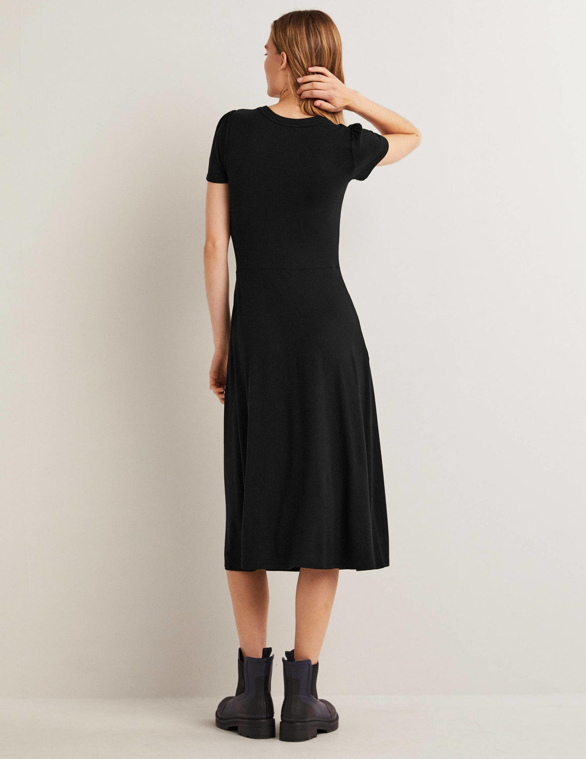 Lucinda Midikleid aus Jersey-Schwarz-3