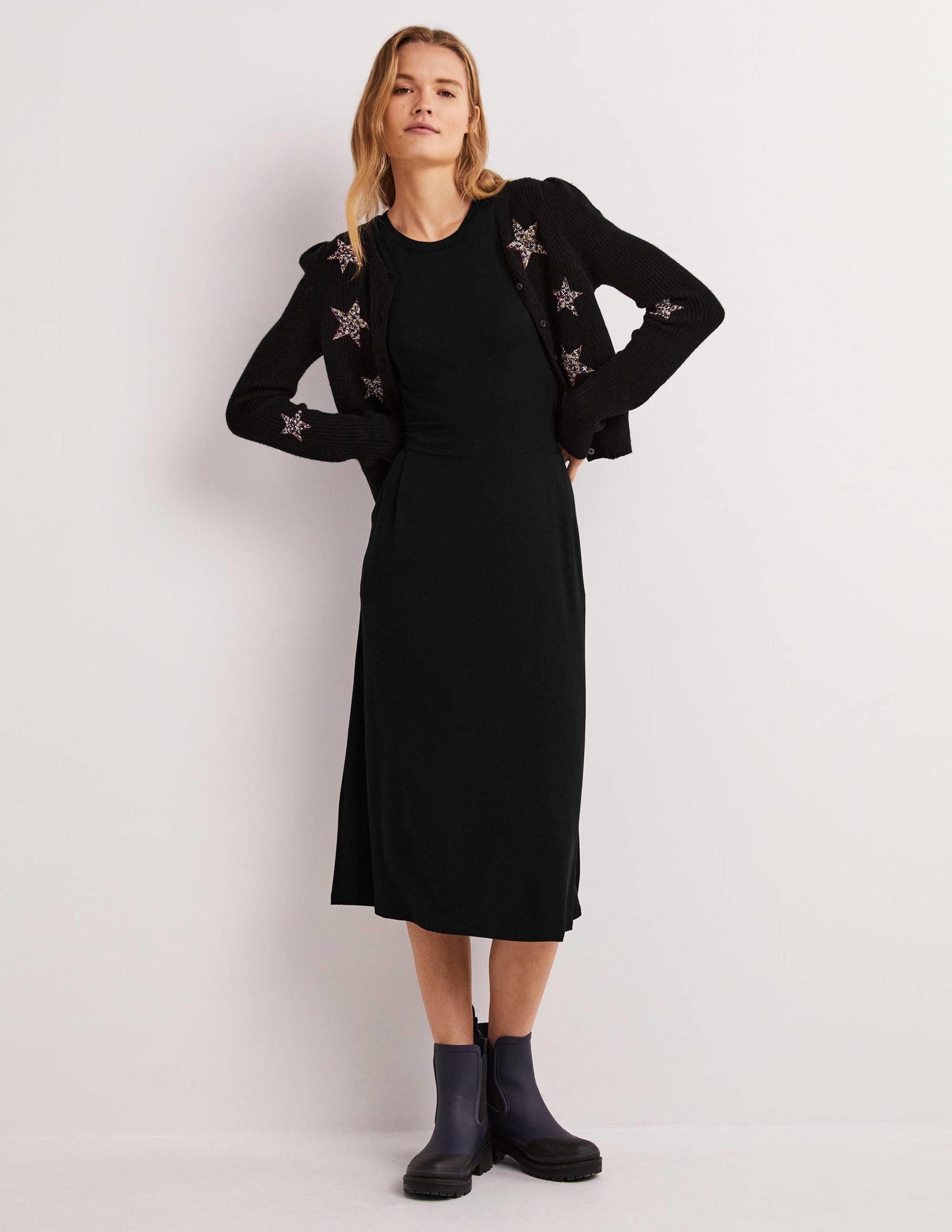 Lucinda Midikleid aus Jersey-Schwarz - Image 4