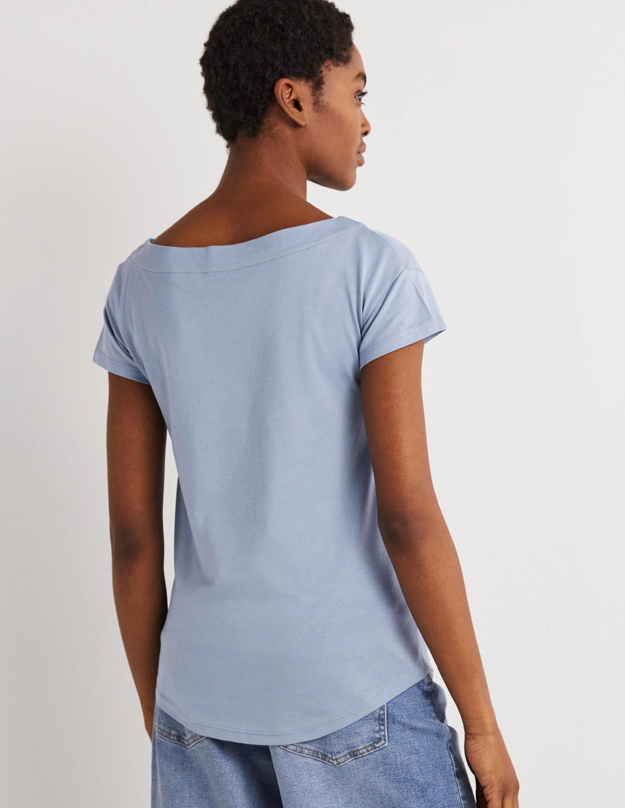 Superweiches T-Shirt mit U-Boot-Ausschnitt-Graublau - Image 3