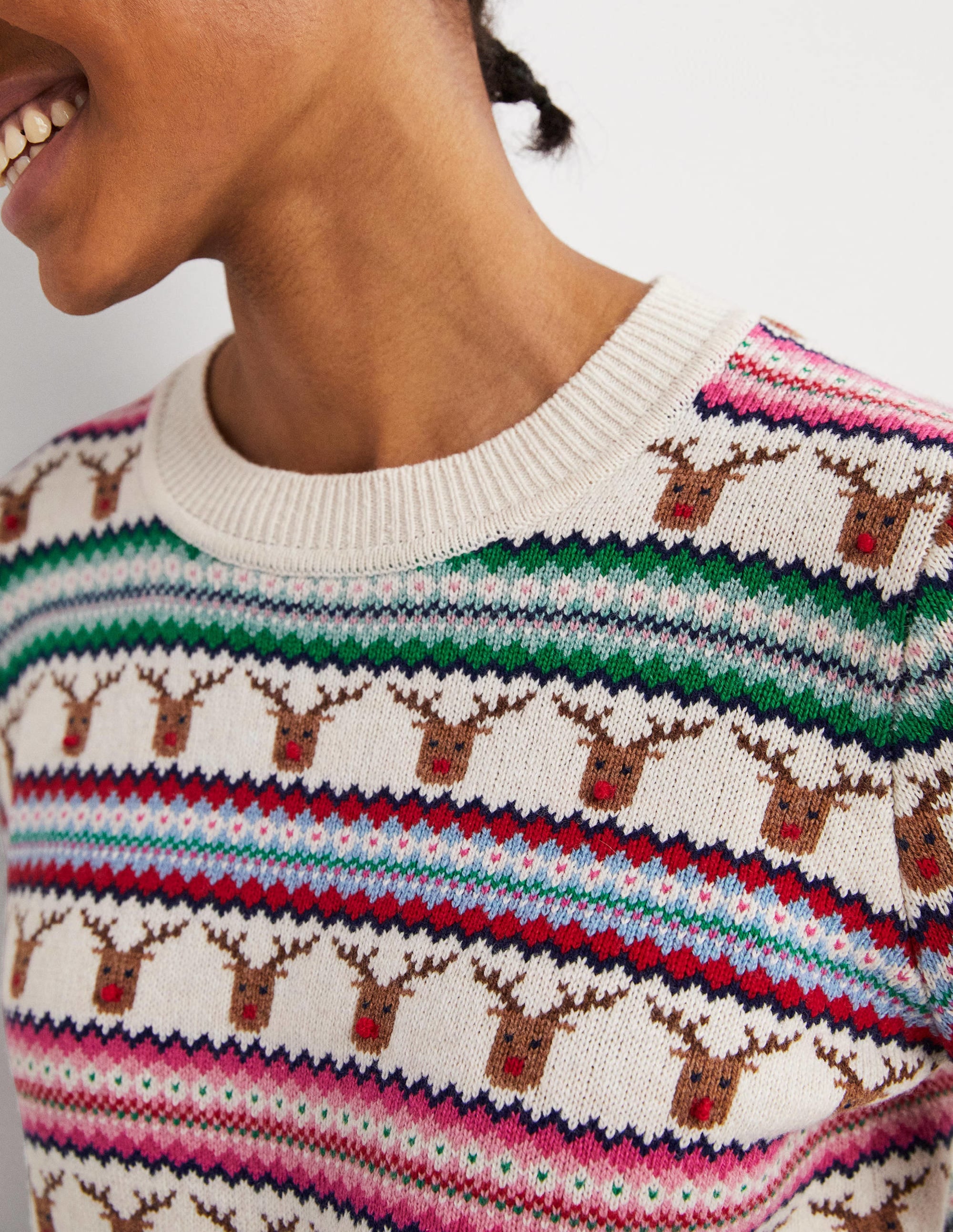 Reindeer Fair Isle Christmas Jumper-Fair-Isle-Muster mit Rentieren - Image 2