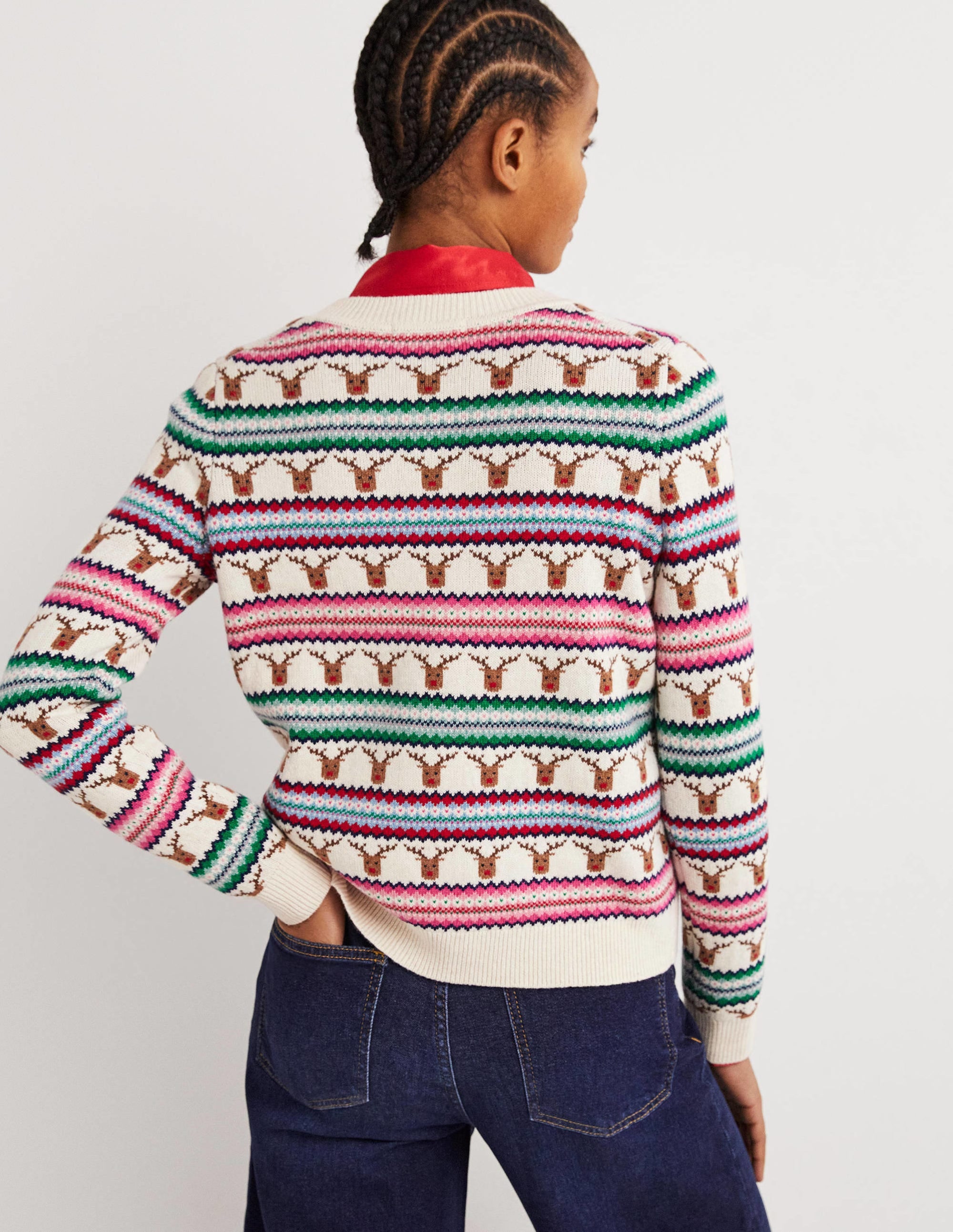 Reindeer Fair Isle Christmas Jumper-Fair-Isle-Muster mit Rentieren - Image 3