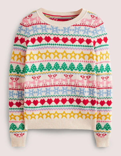 Festive Fair Isle Christmas Jumper-Bunt, Weihnachtliches Fair-Isle-Muster