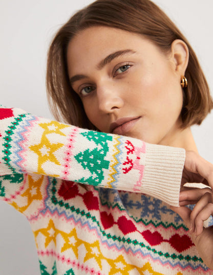 Festive Fair Isle Christmas Jumper-Bunt, Weihnachtliches Fair-Isle-Muster