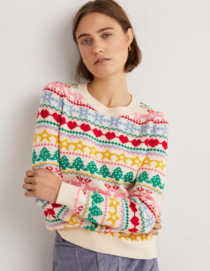 Festive Fair Isle Christmas Jumper-Bunt, Weihnachtliches Fair-Isle-Muster