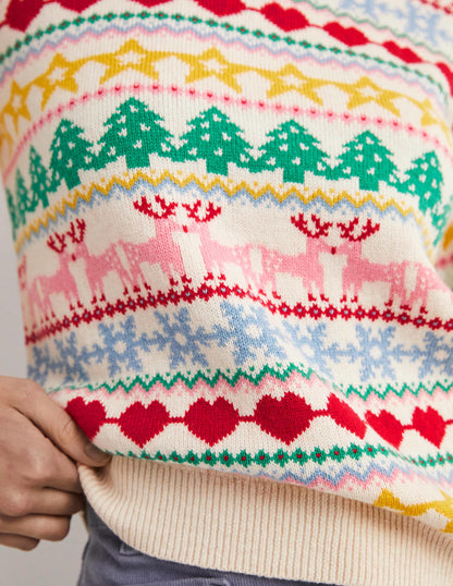 Festive Fair Isle Christmas Jumper-Bunt, Weihnachtliches Fair-Isle-Muster