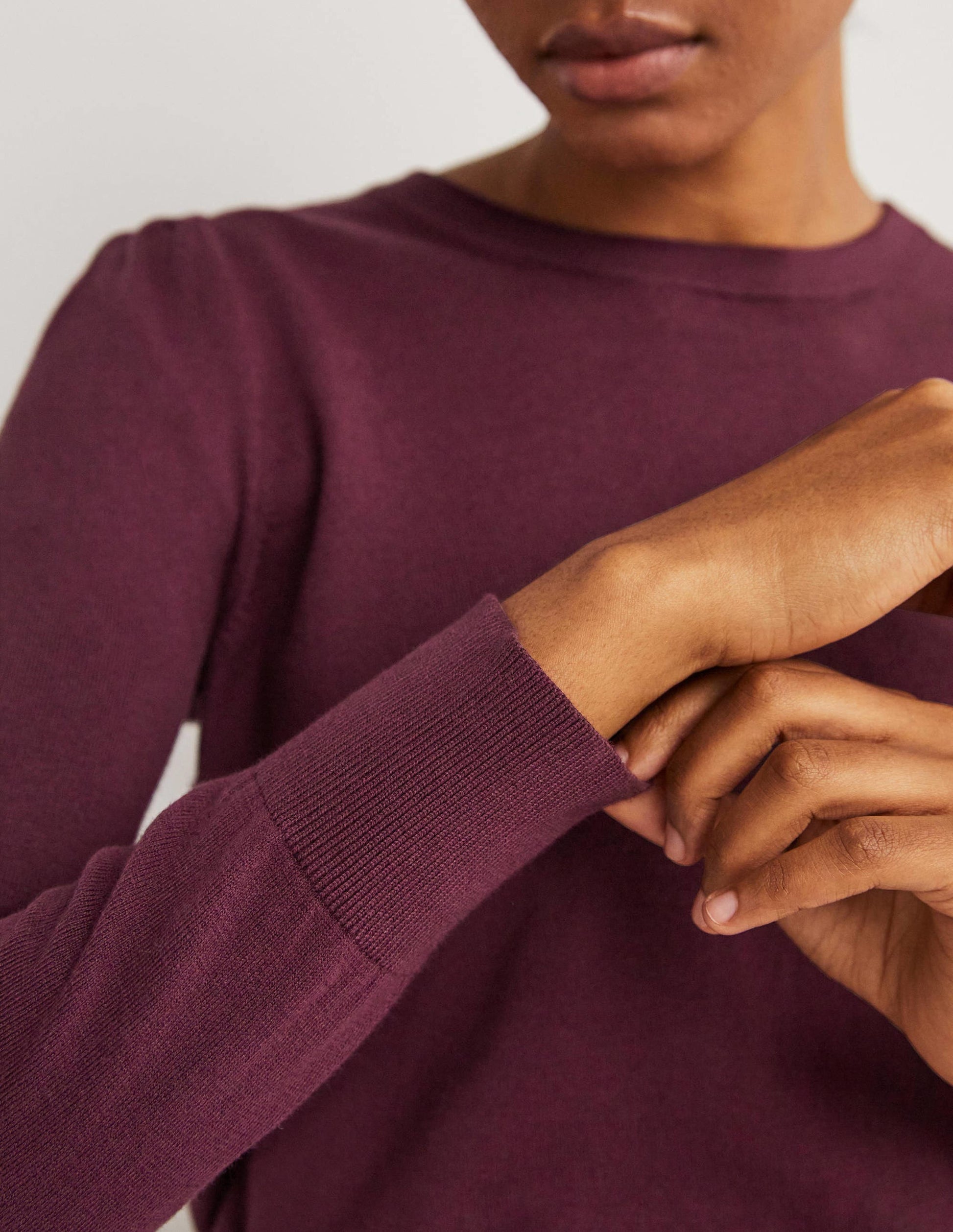 Cotton Crew Neck Jumper-Berry-2