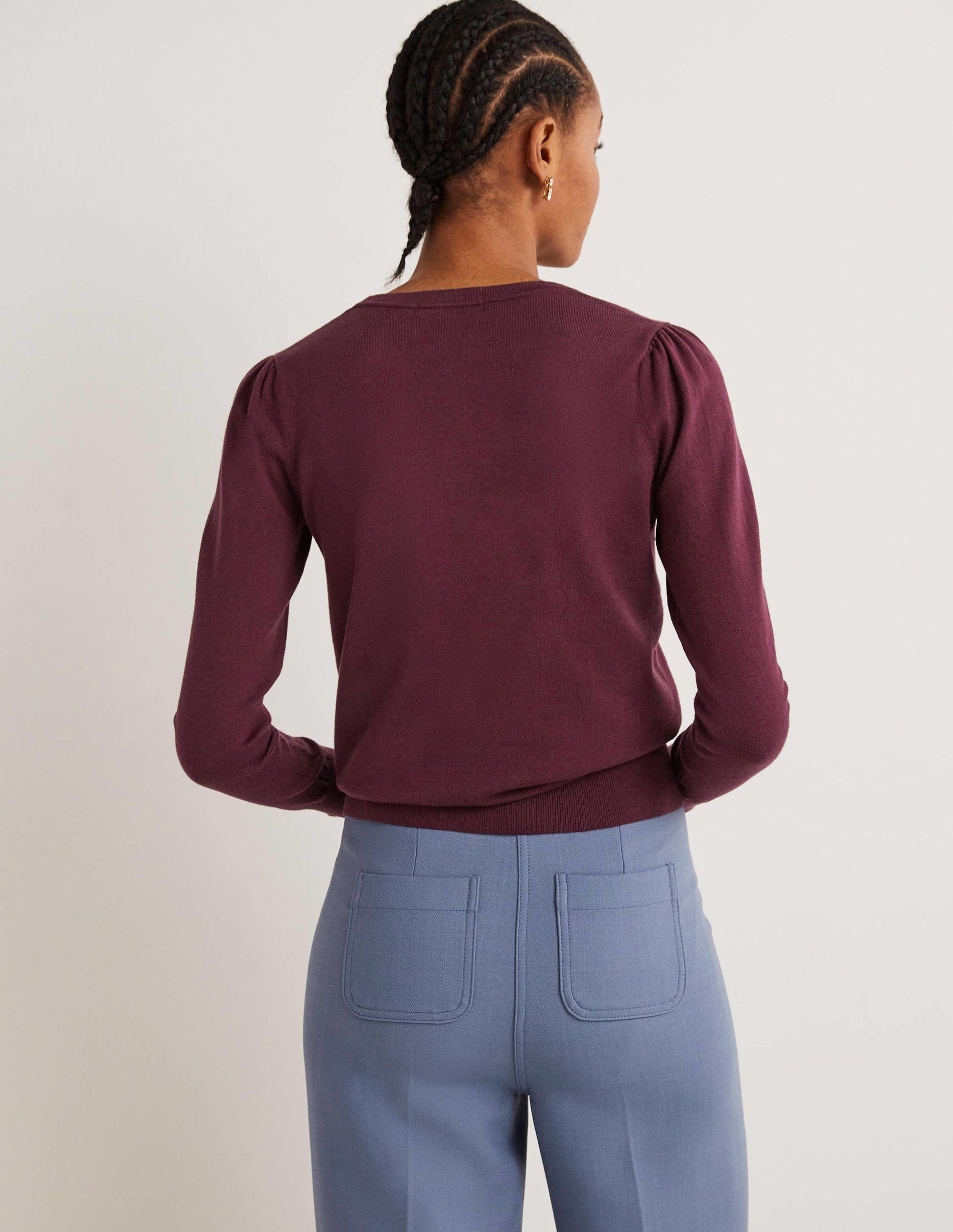 Cotton Crew Neck Jumper-Berry-3