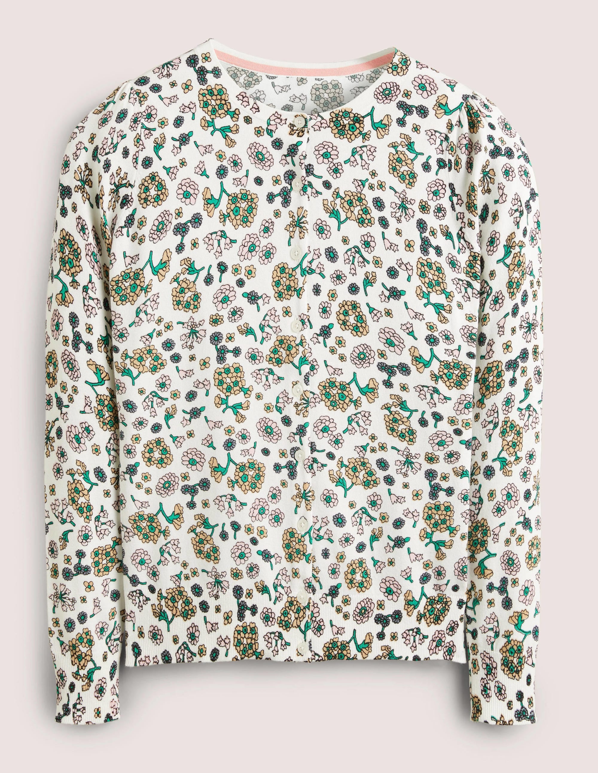 Cardigan en coton-Ivoire, motif Ditsy Charm - Image 7
