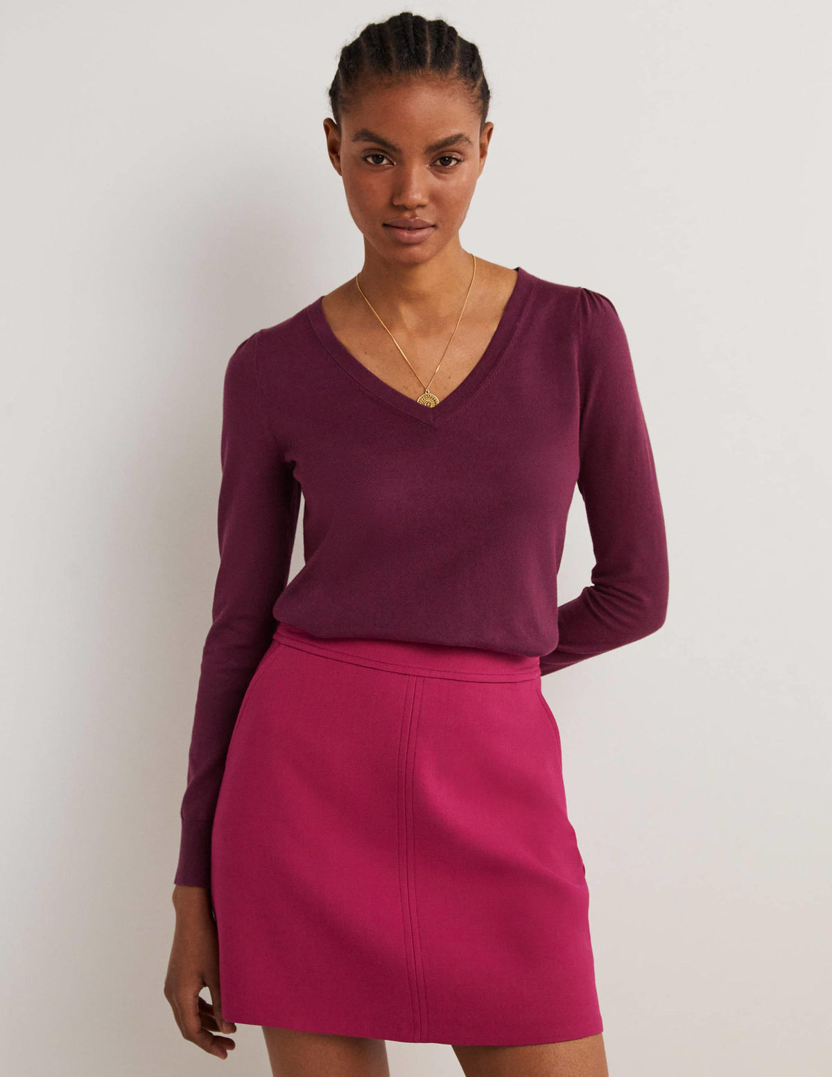 Baumwollpullover mit V-Ausschnitt-Beere - Image 1