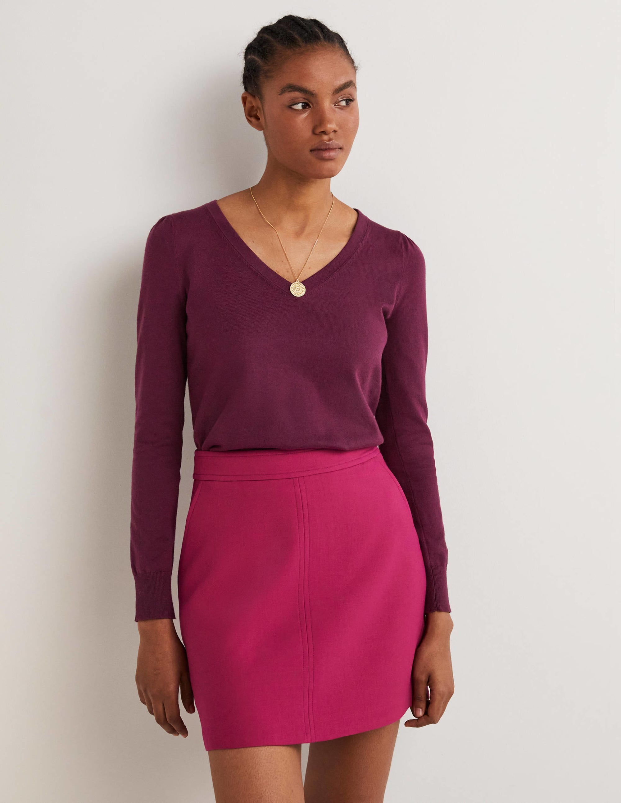 Baumwollpullover mit V-Ausschnitt-Beere - Image 4