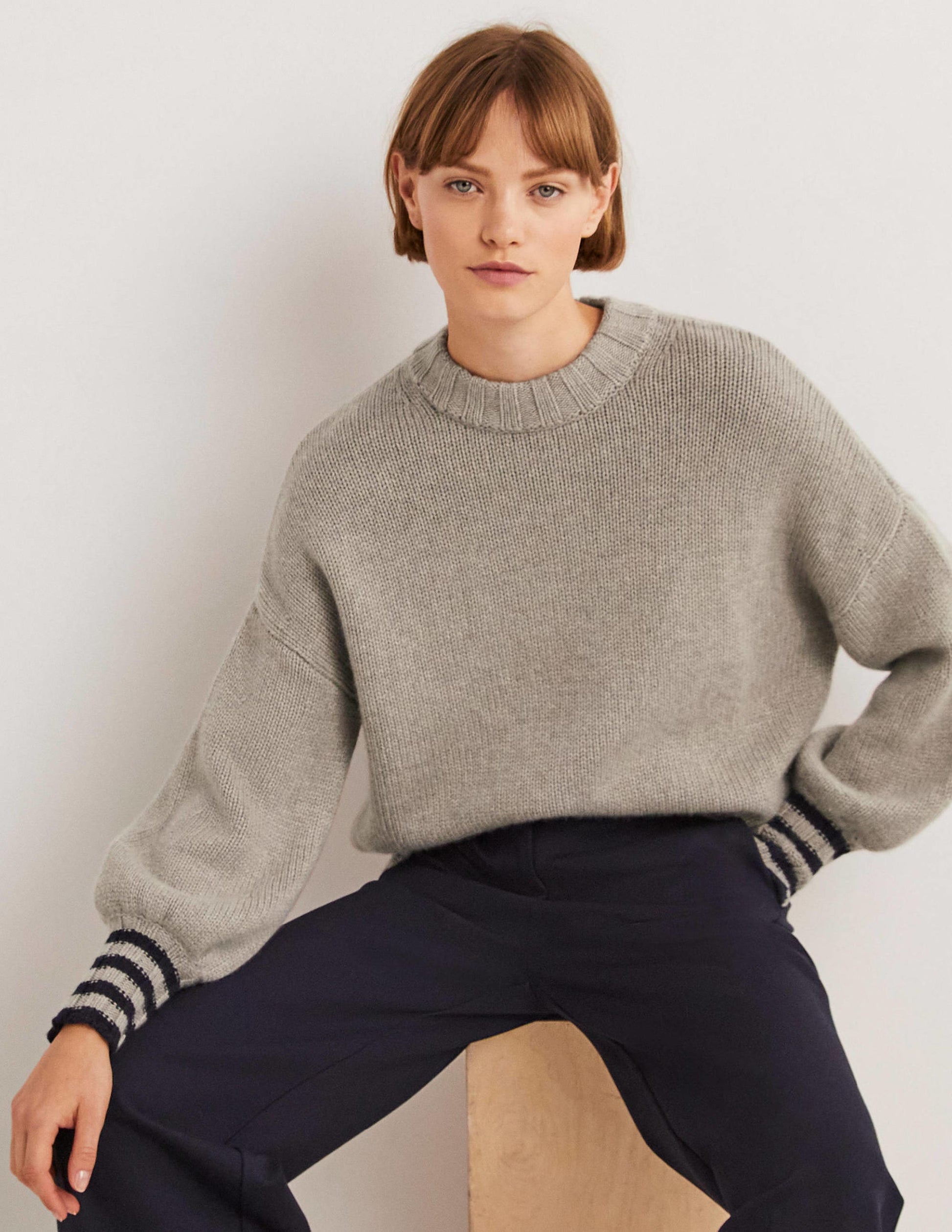 Pull en cachemire épais-Taupe chiné-4