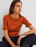 Merino-Strickoberteil-Rostrot