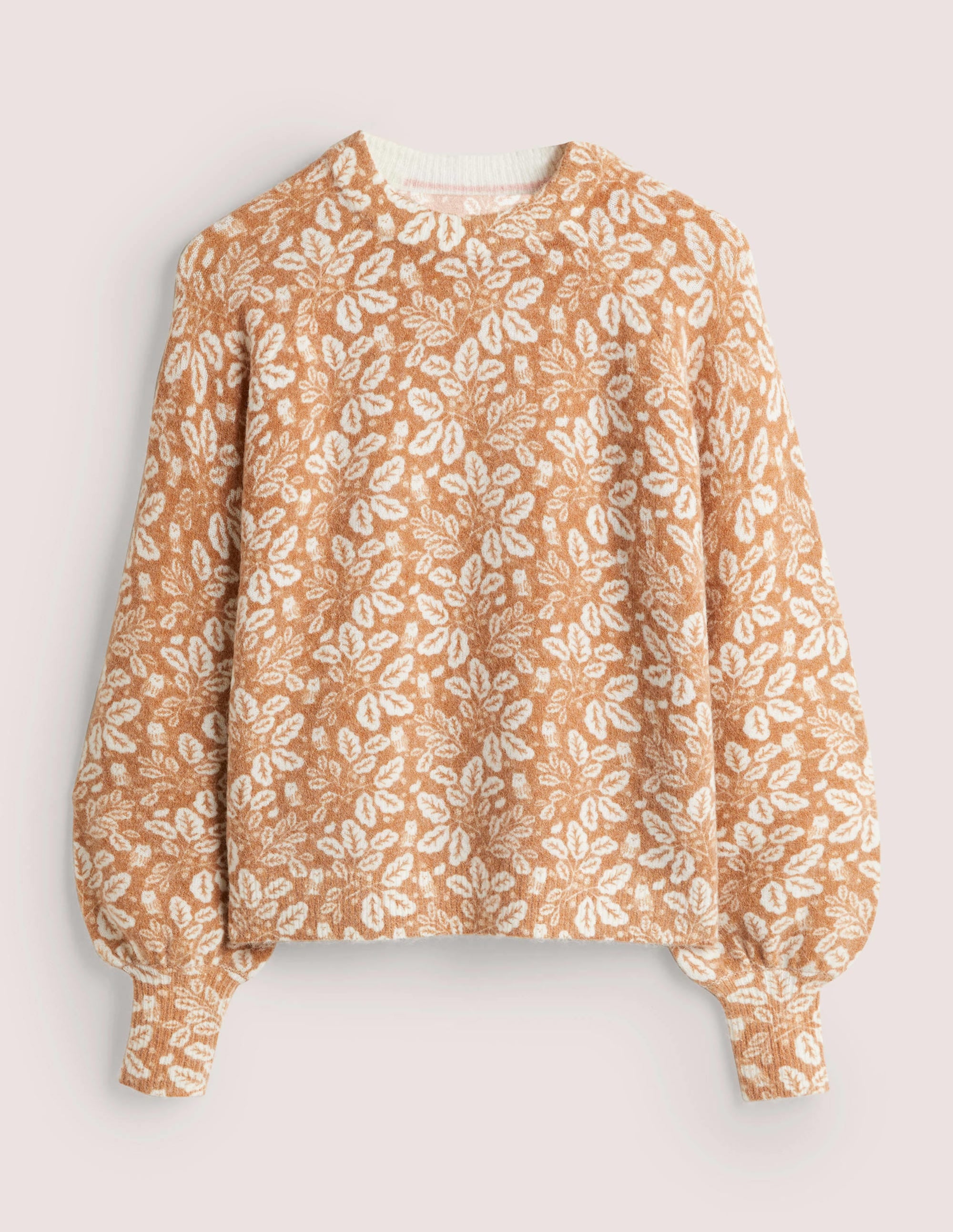 Pull duveteux à manches blousantes-Marron Assam, motif Acorn Leaf - Image 6