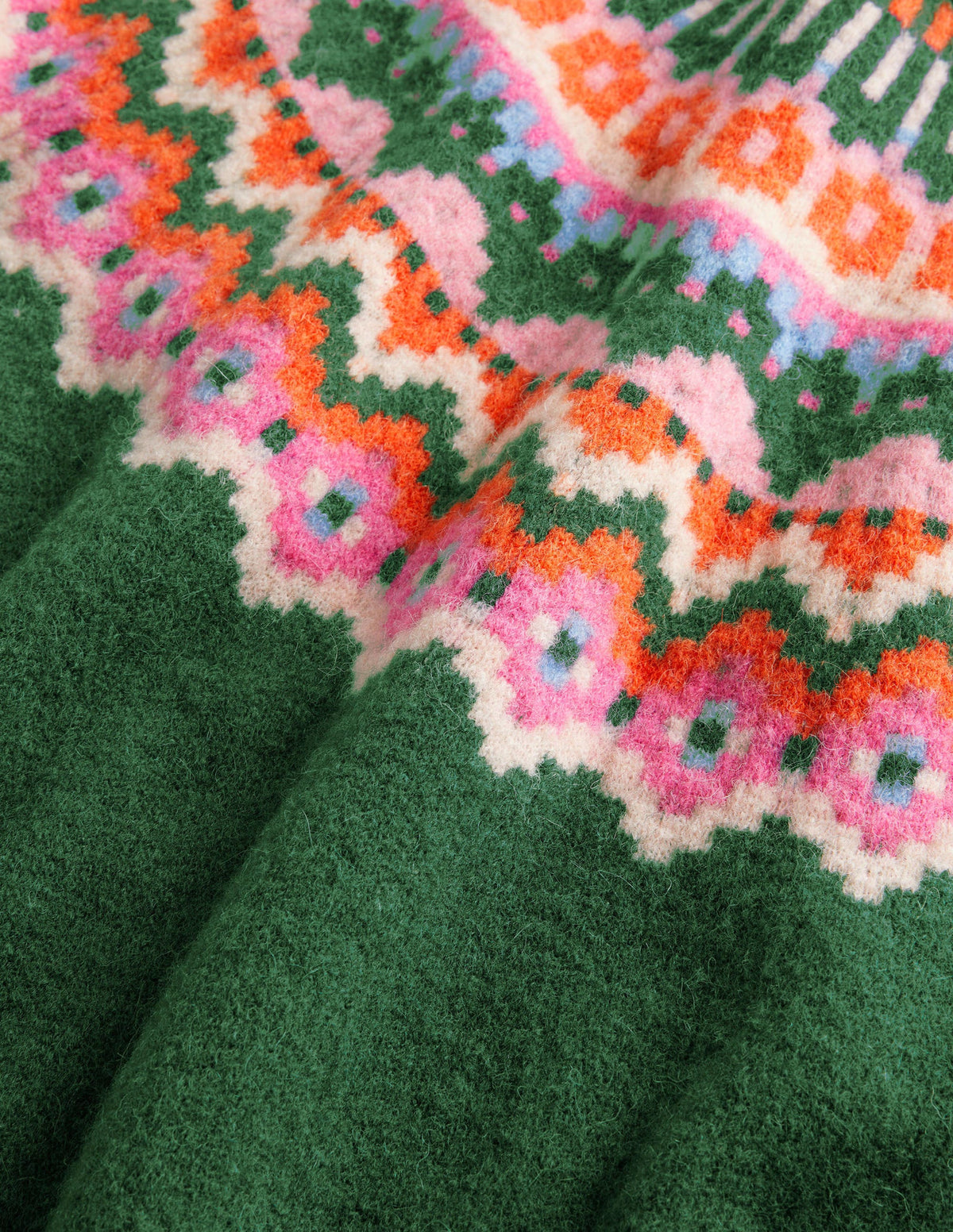 Flauschiger Pullover mit Blousonärmeln-Jägergrün, Fair-Isle-Muster - Image 7