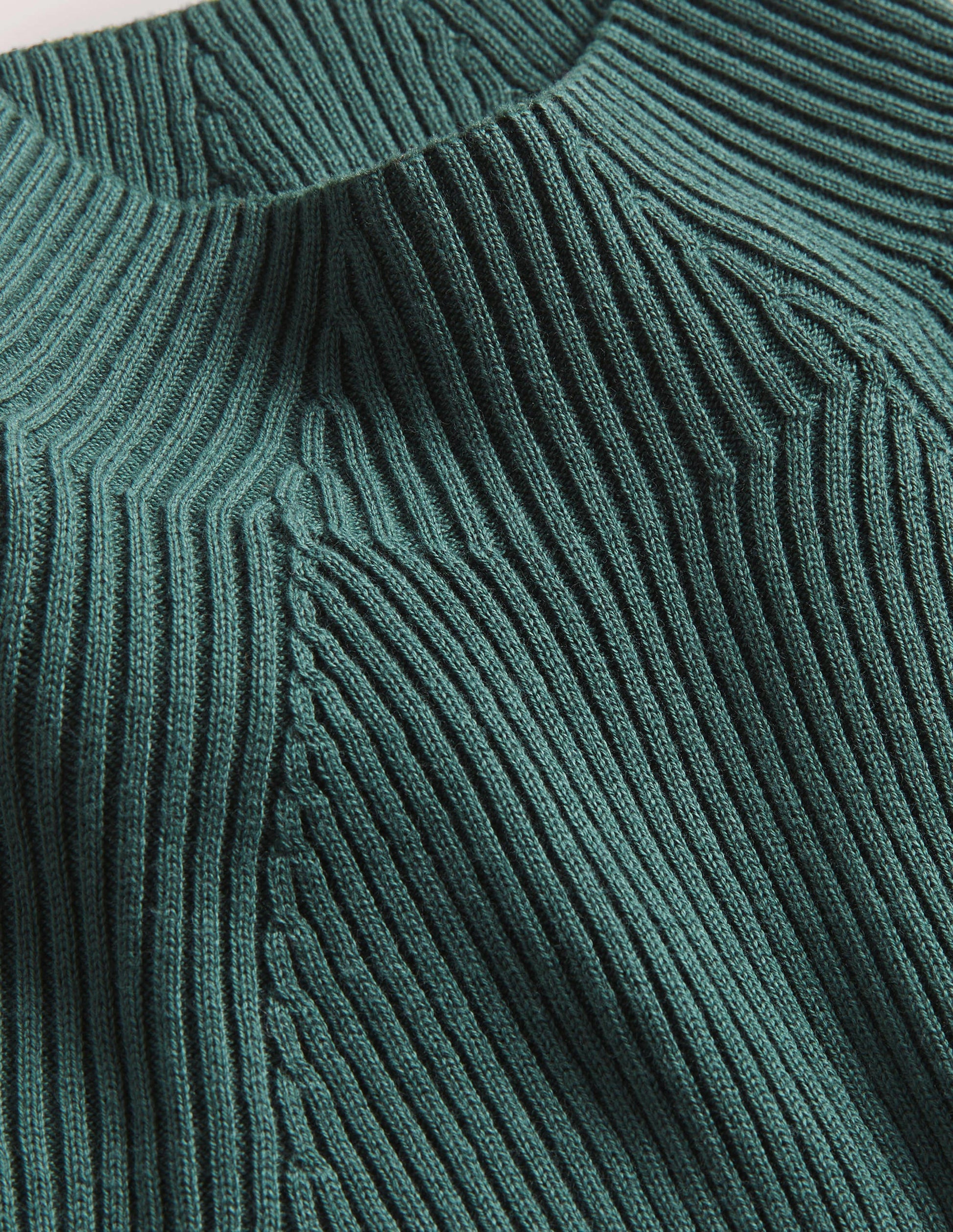 Gerippter Pullover mit hohem Kragen-Trekking-Grün-5