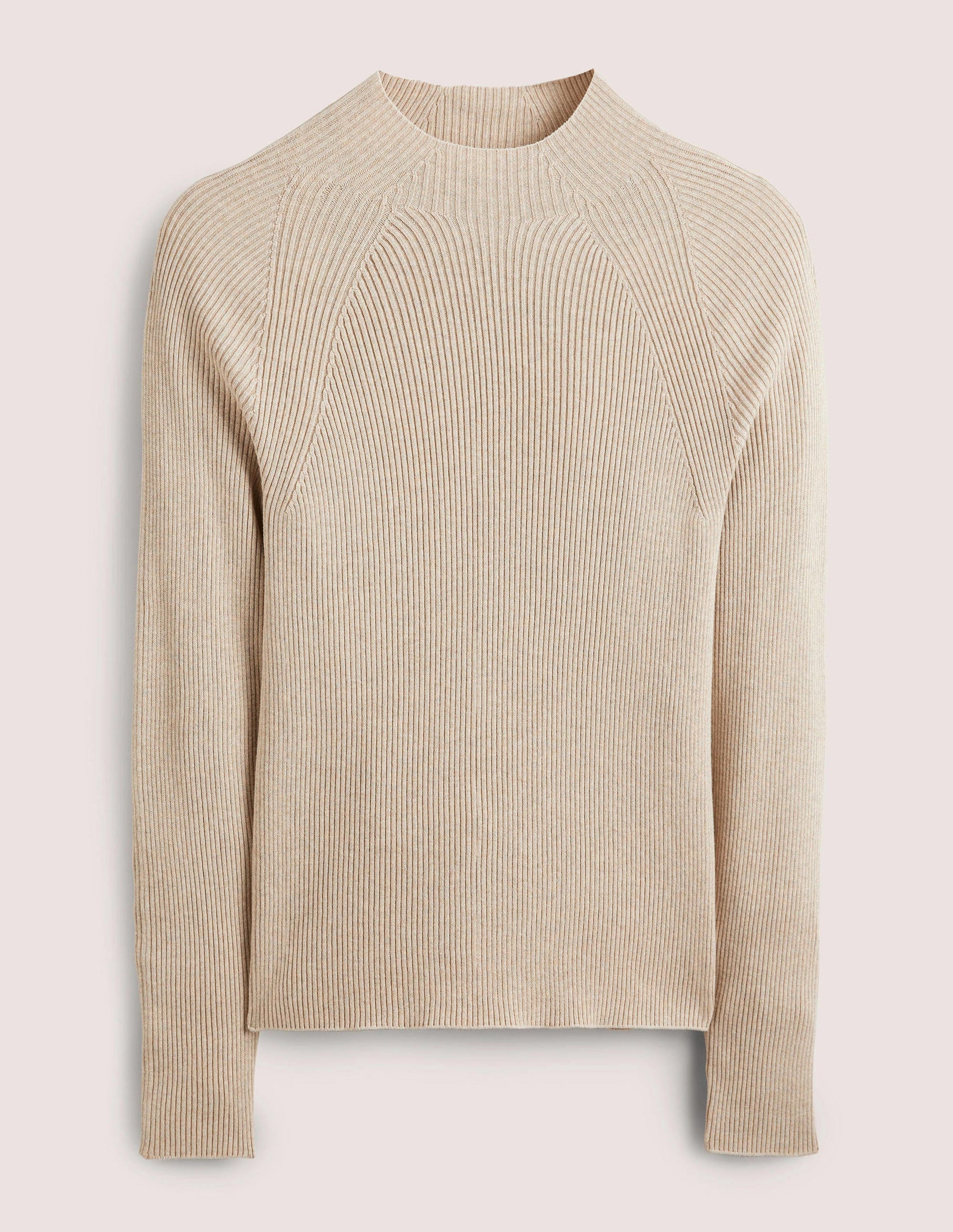 Ribbed High Neck Jumper-Chinchilla Melange-6