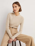 Ribbed High Neck Jumper-Chinchilla Melange