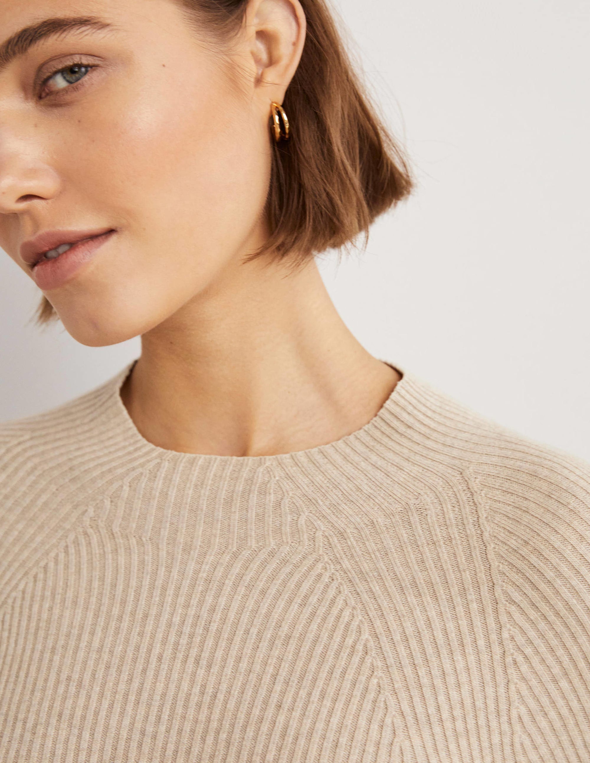 Ribbed High Neck Jumper-Chinchilla Melange - Image 2