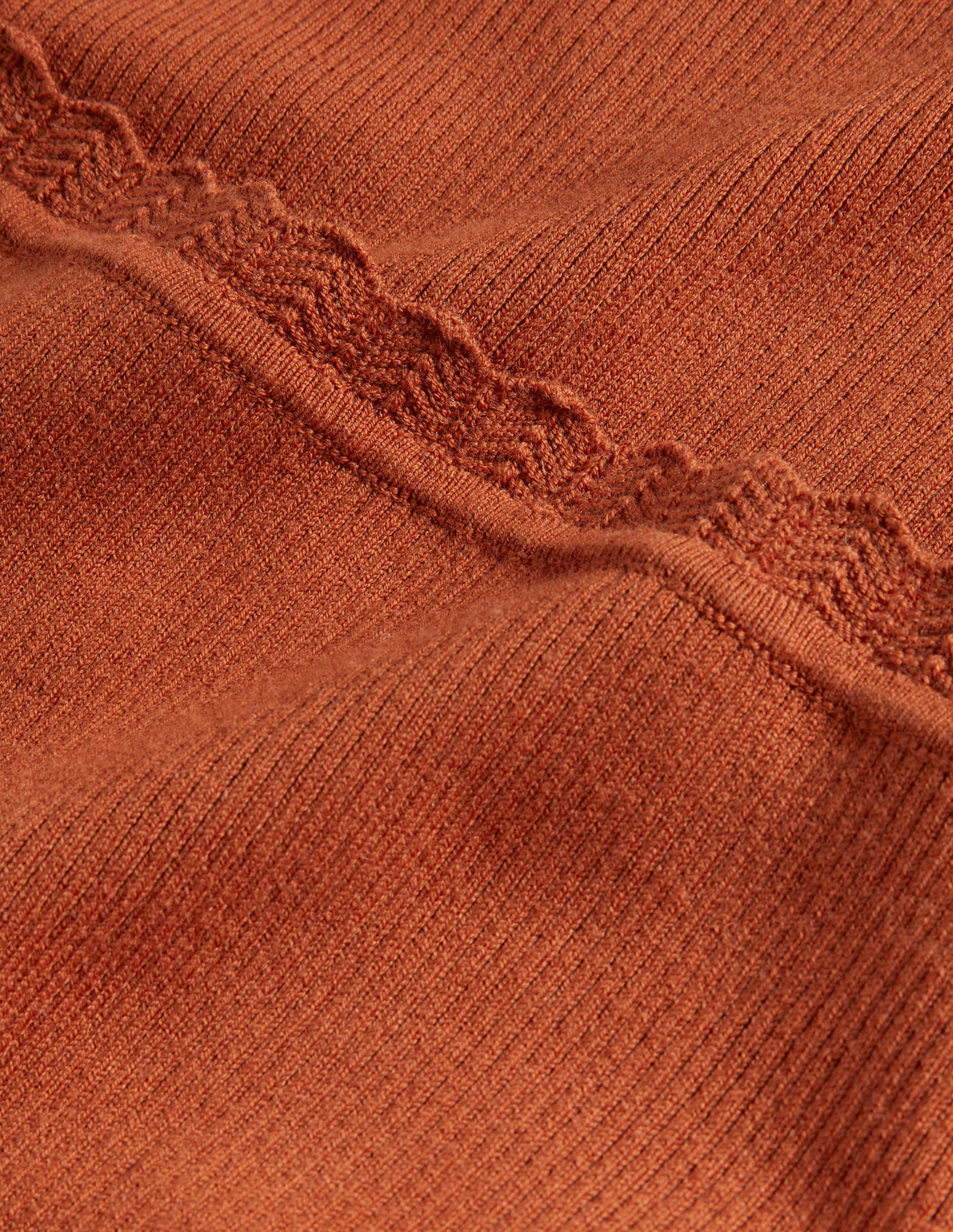 Rippstrickoberteil mit eckigem Ausschnitt-Rostrot - Image 7