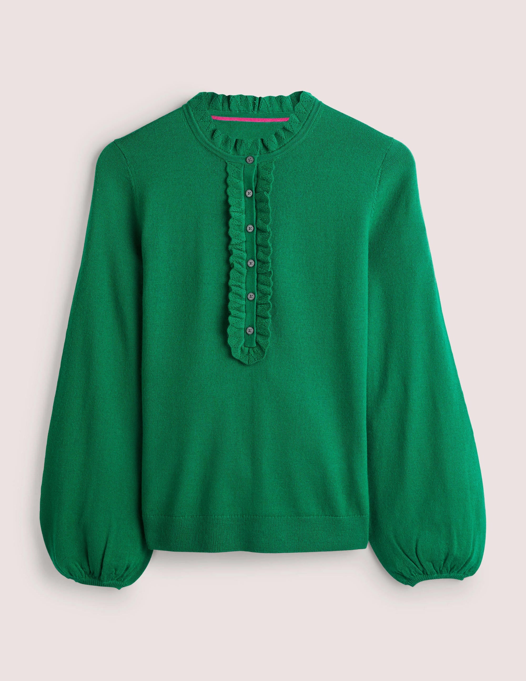 Button Front Merino Jumper-Trekking Green - Image 6