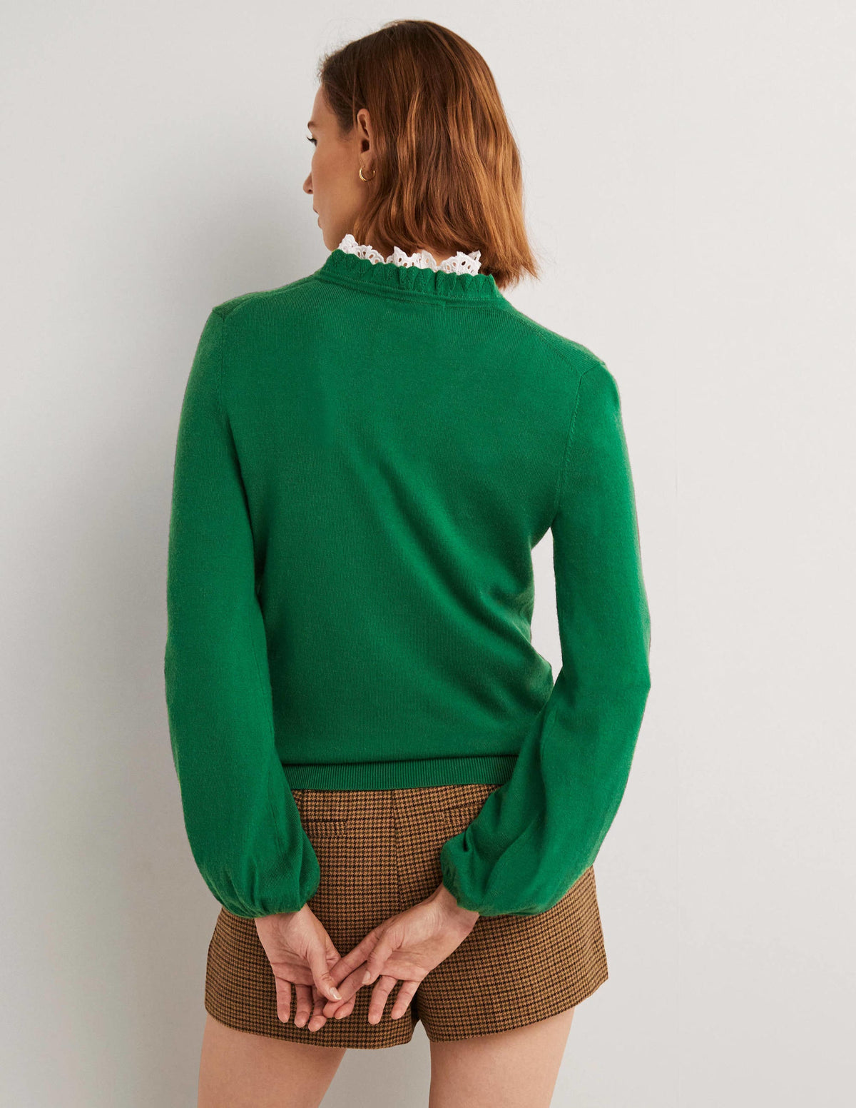 Button Front Merino Jumper-Trekking Green - Image 3