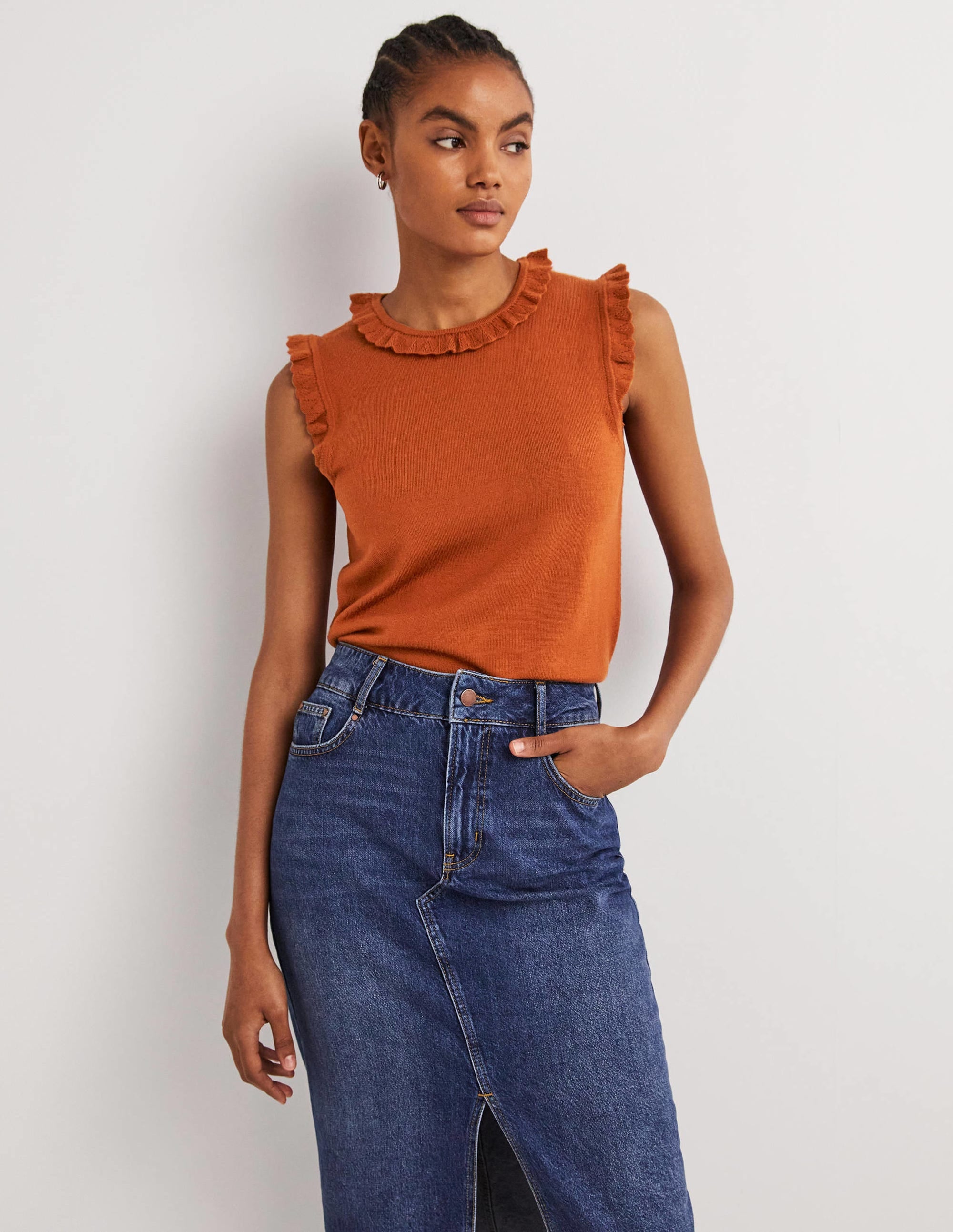 Merino Knitted Tank Top-Rust - Image 1