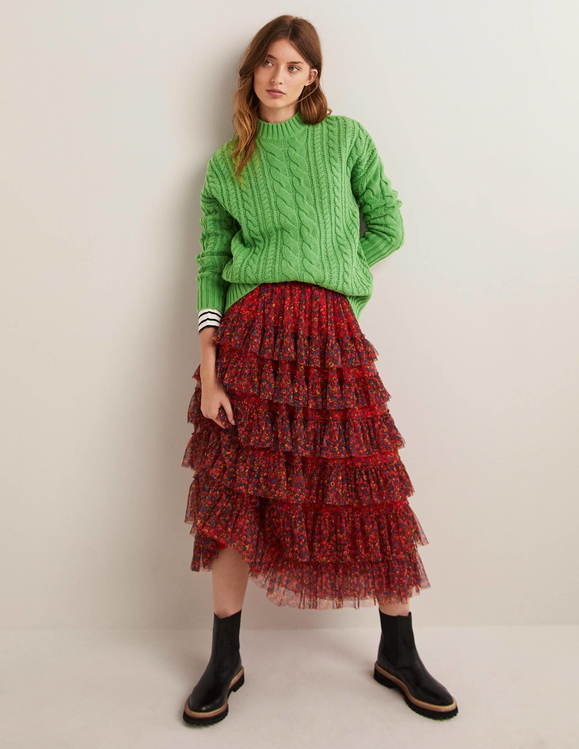Pullover mit Zopfstrickmuster-Leguangrün - Image 1