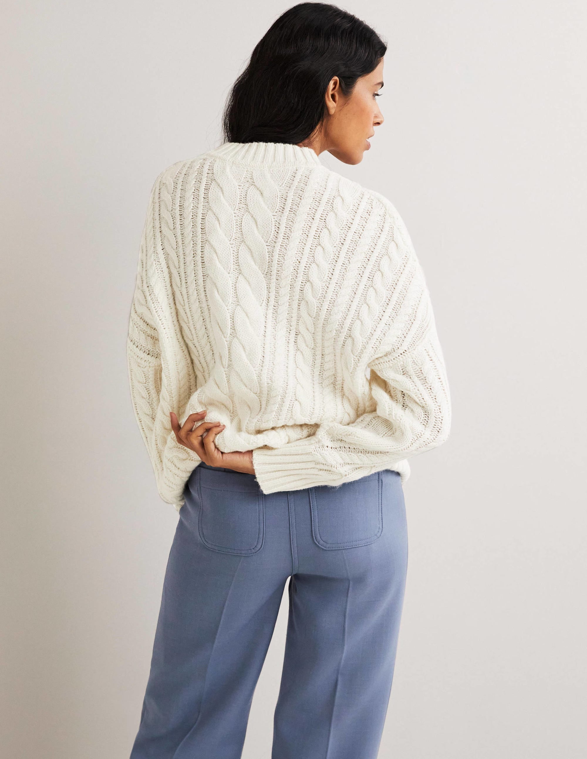 Pullover mit Zopfstrickmuster-Naturweiß - Image 3